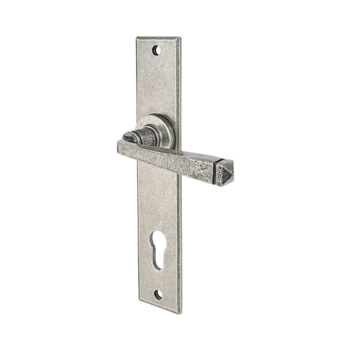 Pewter Long Plate Euro Lock Door Handles - Long Plate - York Range - 241 x 48mm - view 2