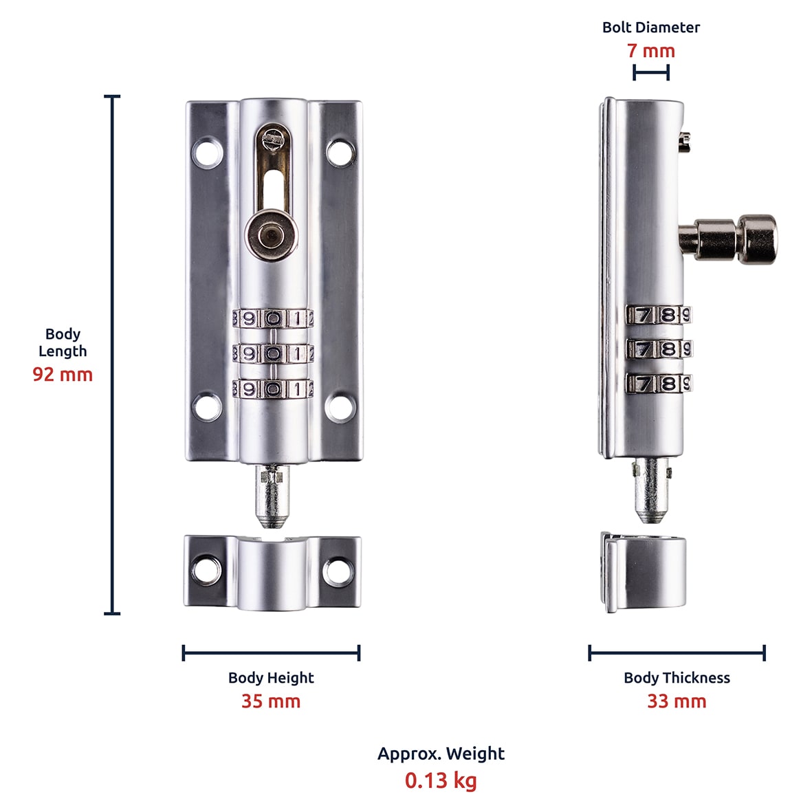 CombiBolt 3 Combination Bolt - 90mm Length - Chrome - view 5