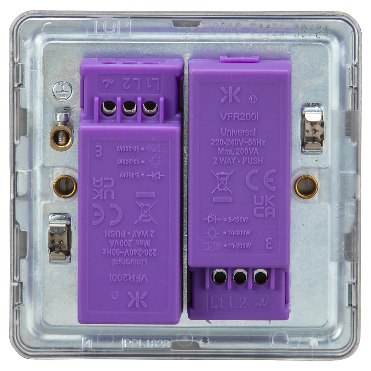 5-150W 2 Gang 2 Way Push On/Off Rotary Flat Intelligent LED Dimmer Switch- Ant Brass - view 3