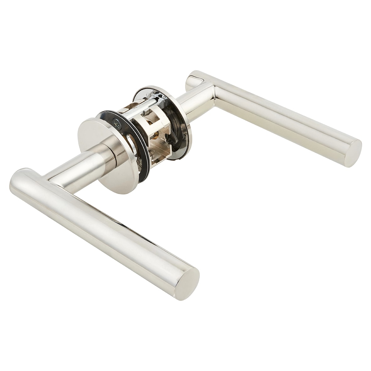 Polished Stainless Steel Door Handles on Round Slim Rose - Schema Vinklad Range - view 4