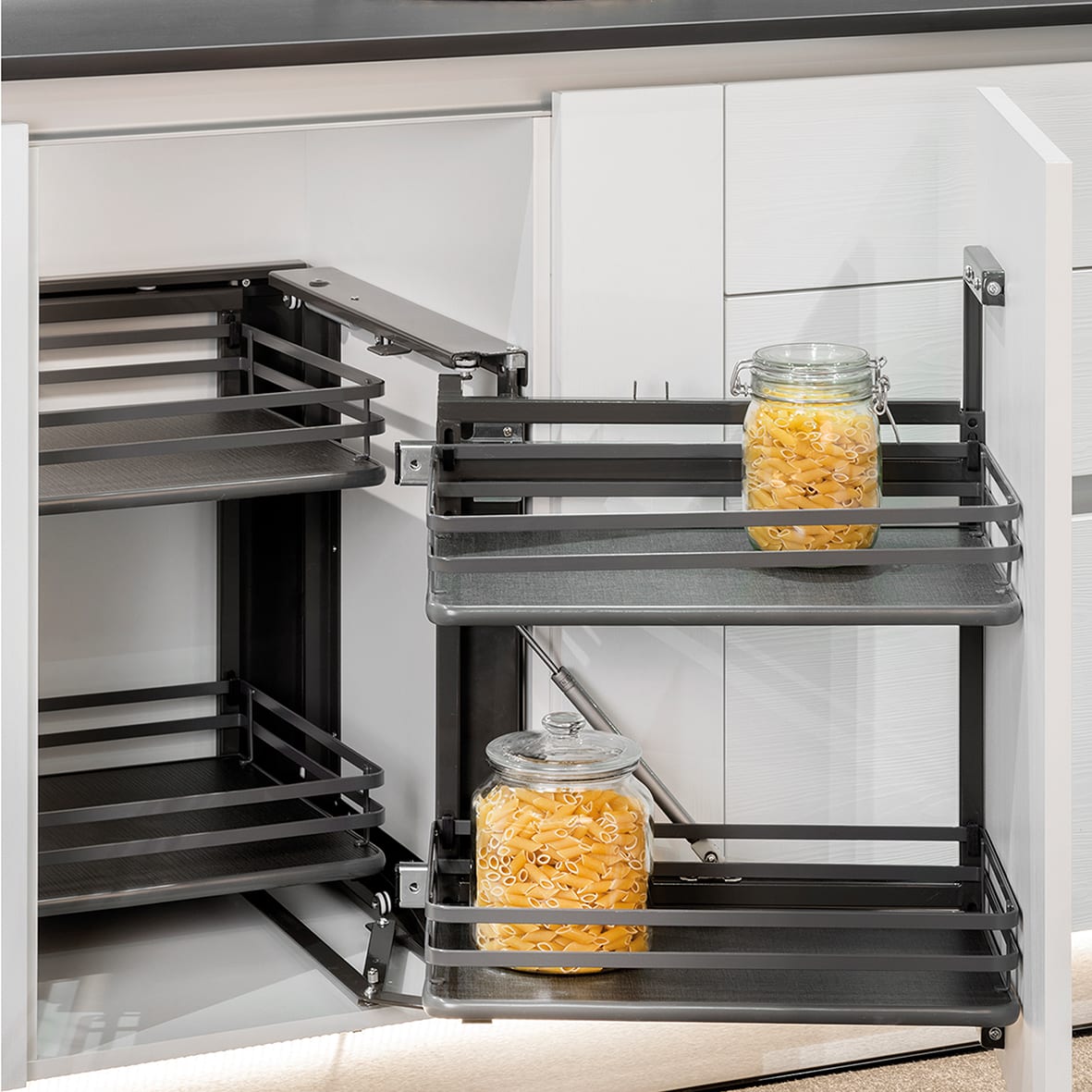 Titane Mec Corner Pull Out Organiser - Cabinet Width 864 - 964mm - Anthracite Grey - view 2