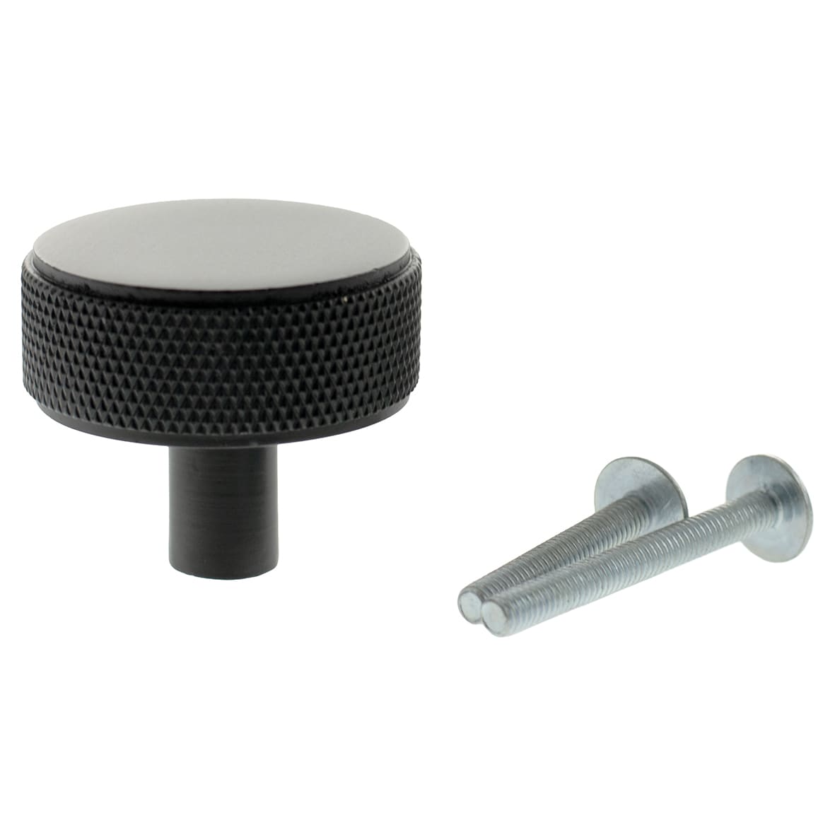 Millhouse Brass Hargreaves Knurled Round Cabinet Knob - 35mm Diameter - Matt Black - view 2
