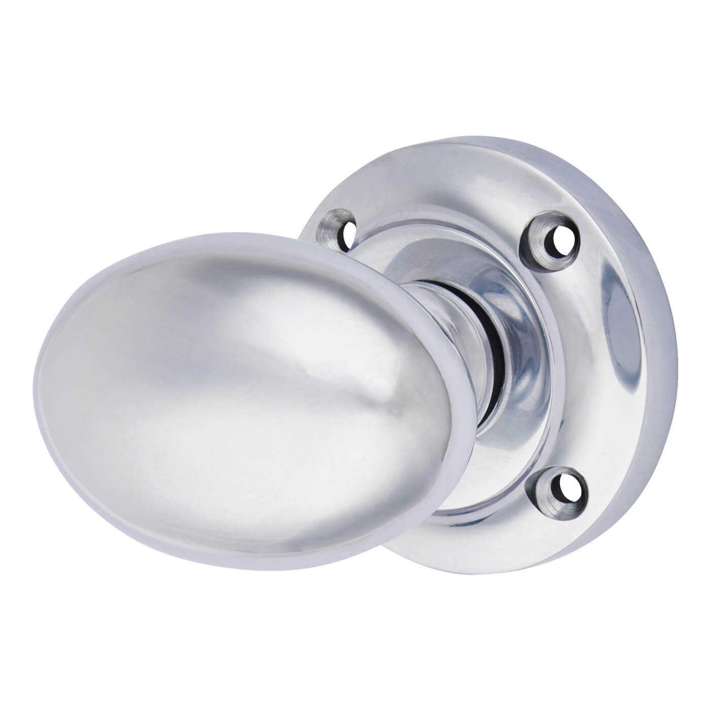 Polished Chrome Oval Mortice Door Knob - 57mm Rose Diameter - view 2