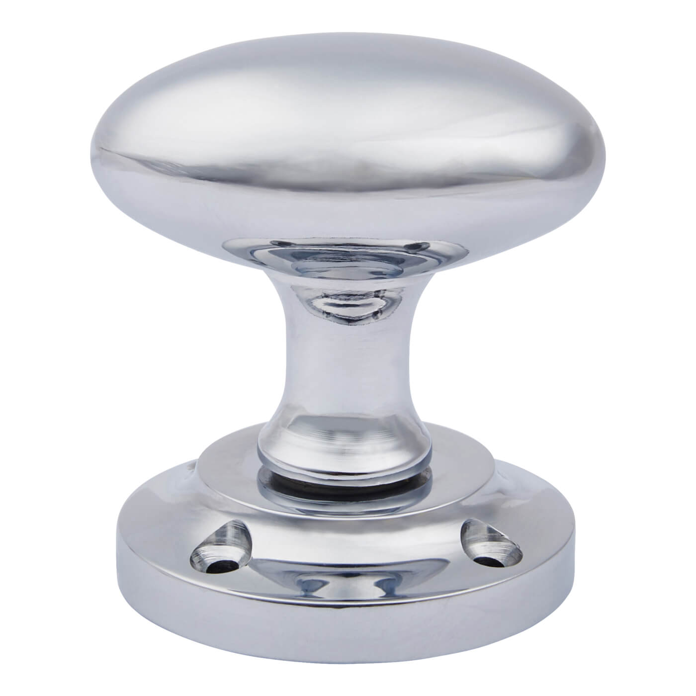Polished Chrome Oval Mortice Door Knob - 57mm Rose Diameter - view 3