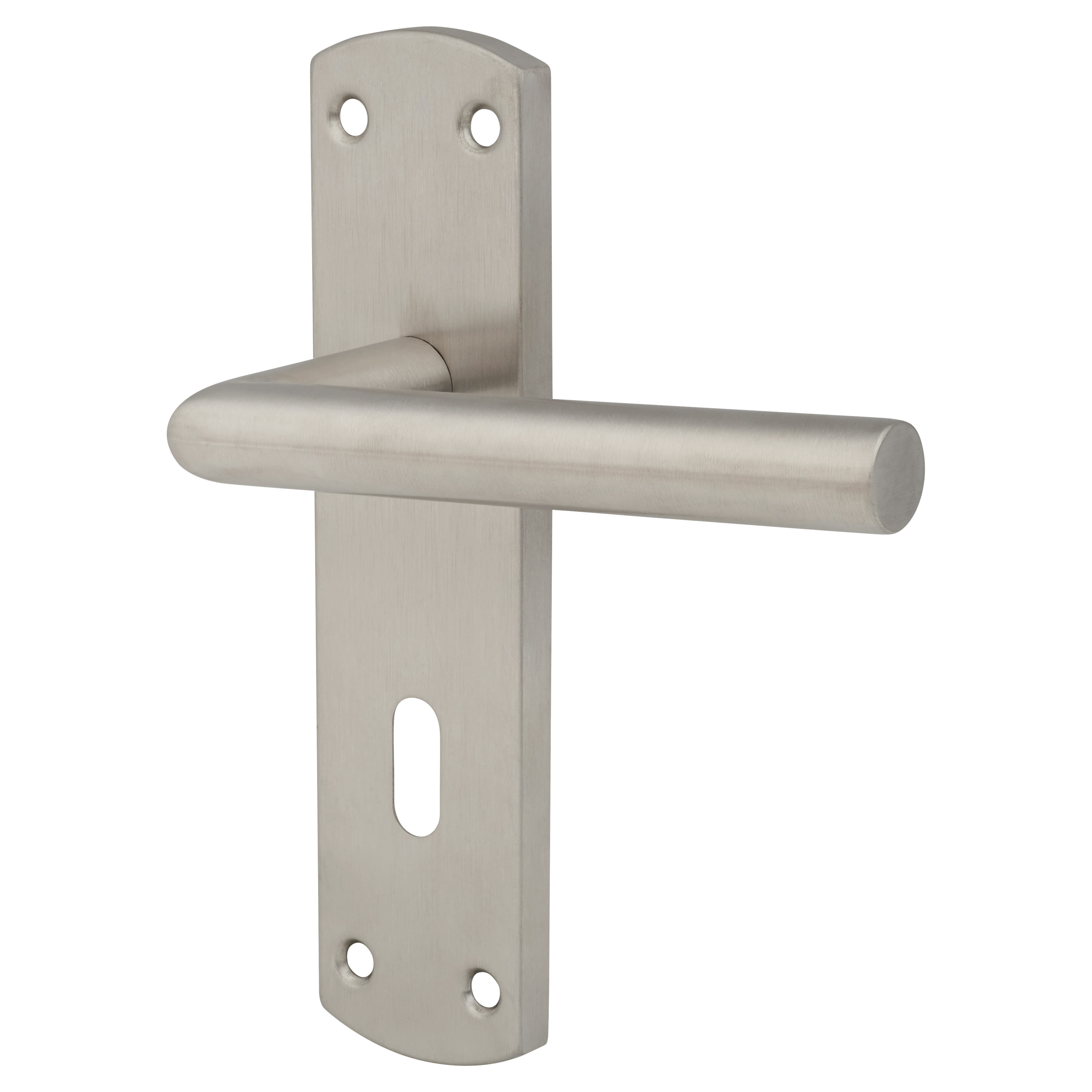 Satin Stainless Steel Mitred Keyhole Lock Door Handles - 172 x 44mm - view 2