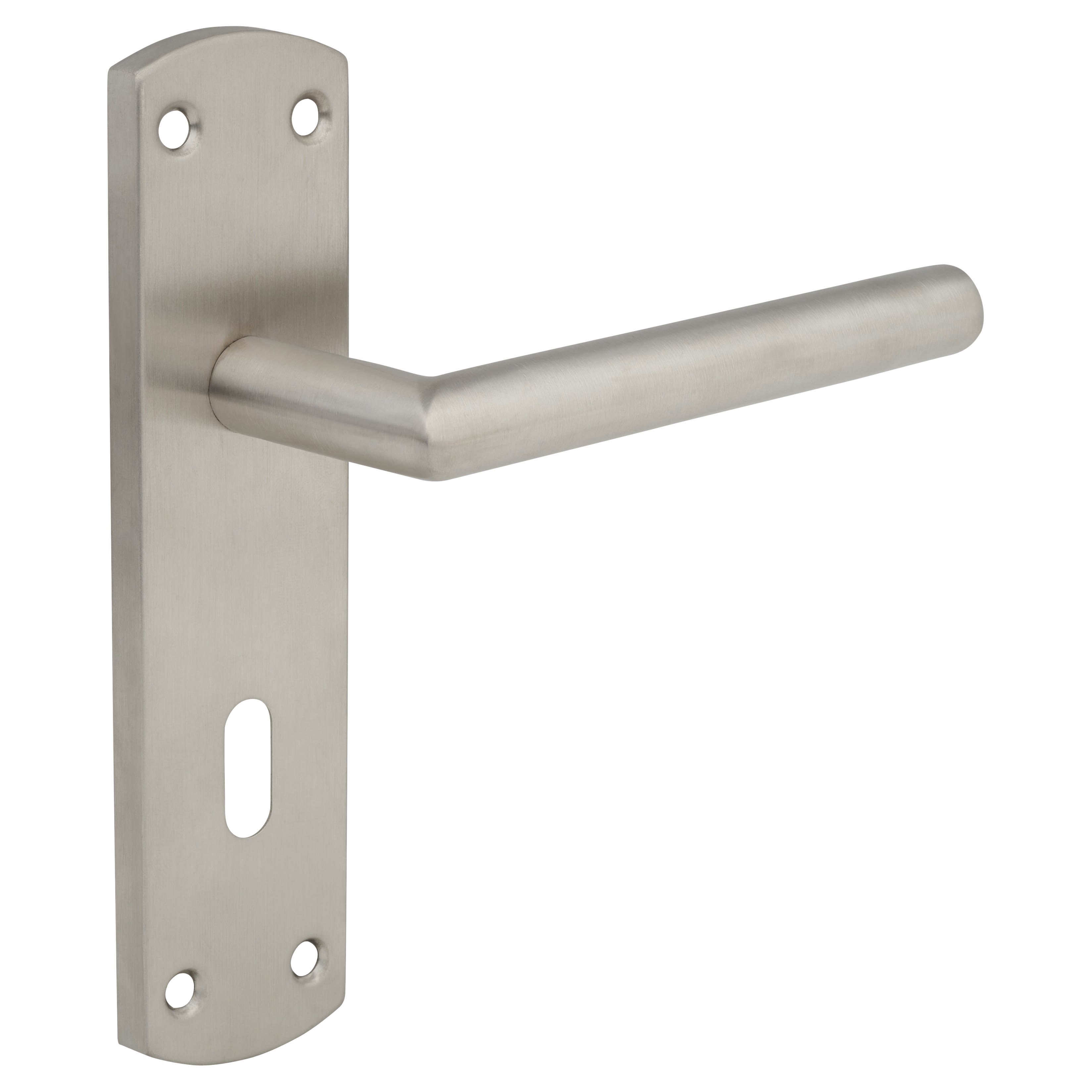 Satin Stainless Steel Mitred Keyhole Lock Door Handles - 172 x 44mm - view 3