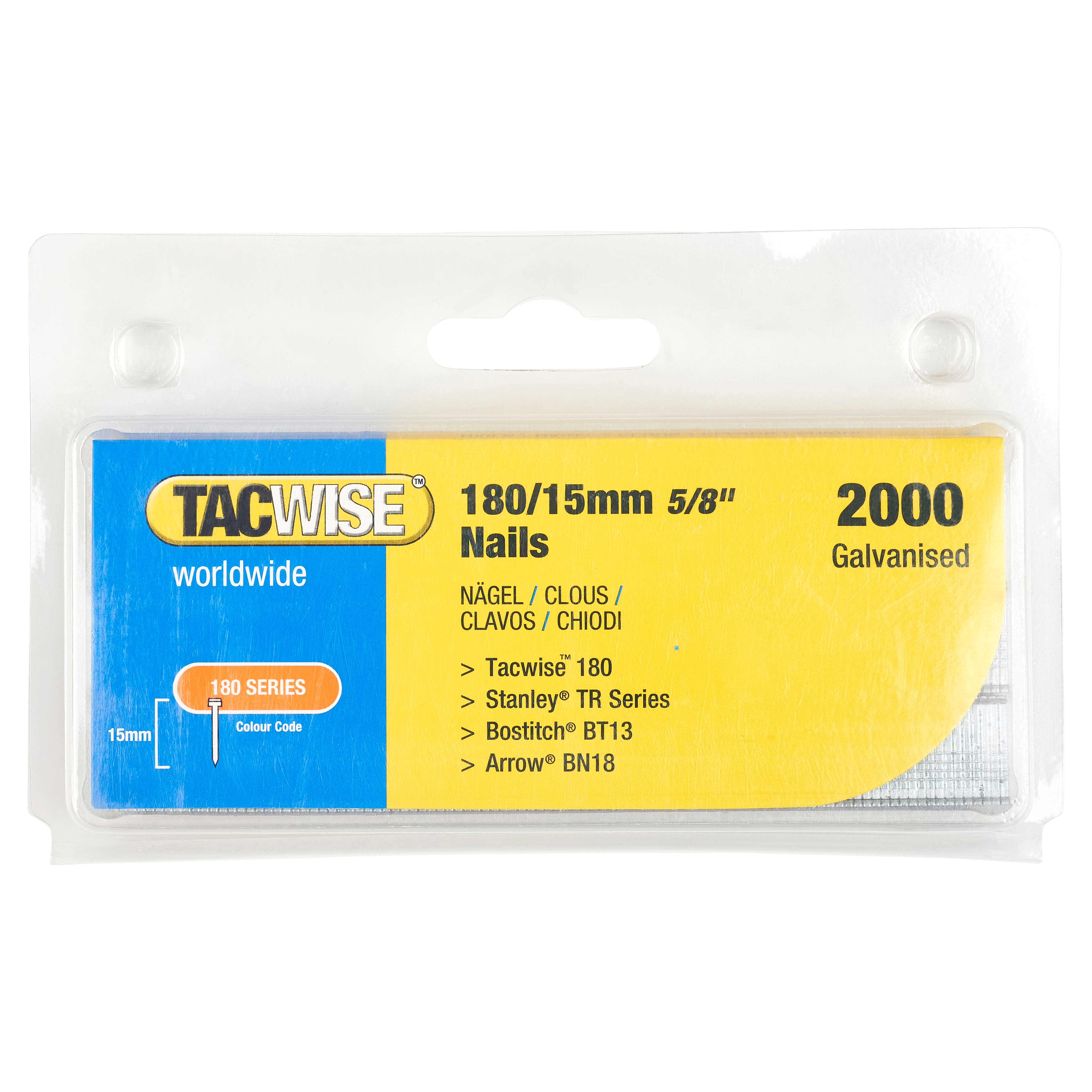 180 Series Nails - 18 Gauge x 15mm - Galvanised - Pack of 2000 - view 3