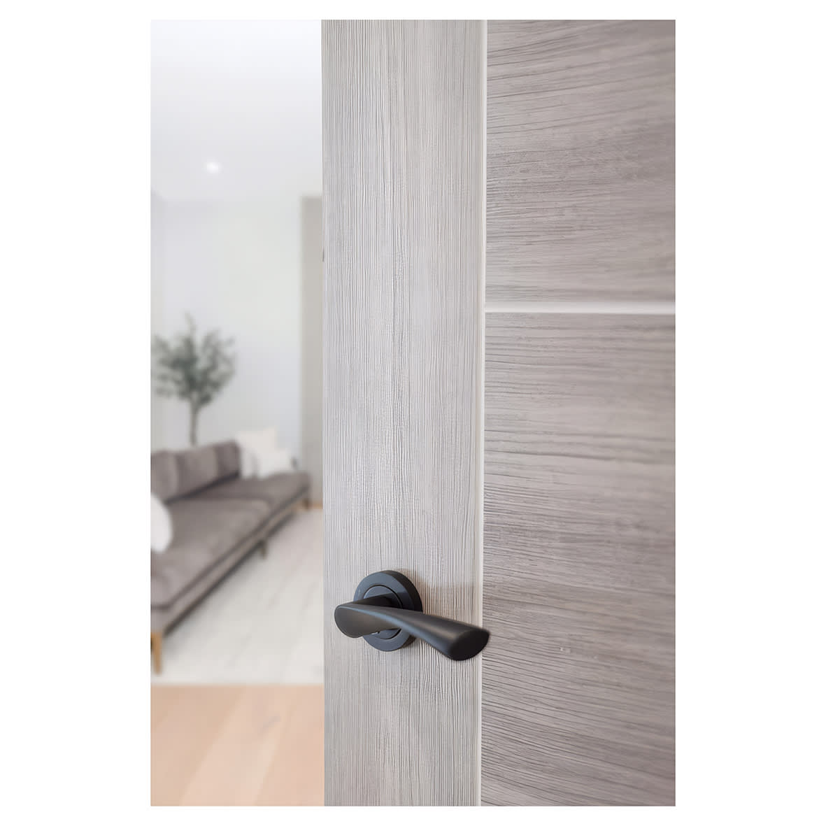 Status Colorado Door Handle on Rose - Matt Black - view 3