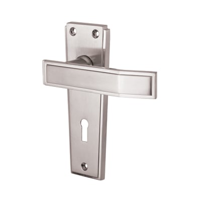 Satin Chrome Keyhole Door Lock Handles - Deco Range - 153 x 50mm - view 2