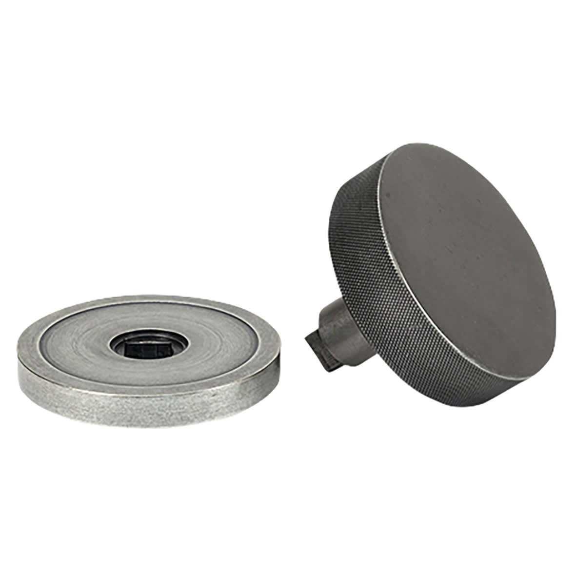 Brompton Pewter Round Knurled Centre Door Knob - 90mm Rose Diameter - view 3