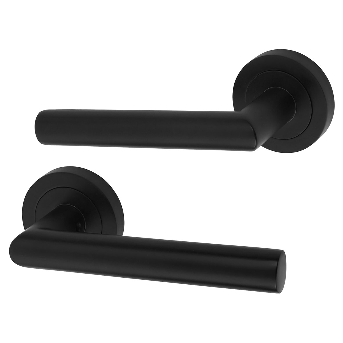 Matt Black 3 Lever Sashlock Door Handles on Rose Pack - Emily Range - view 2