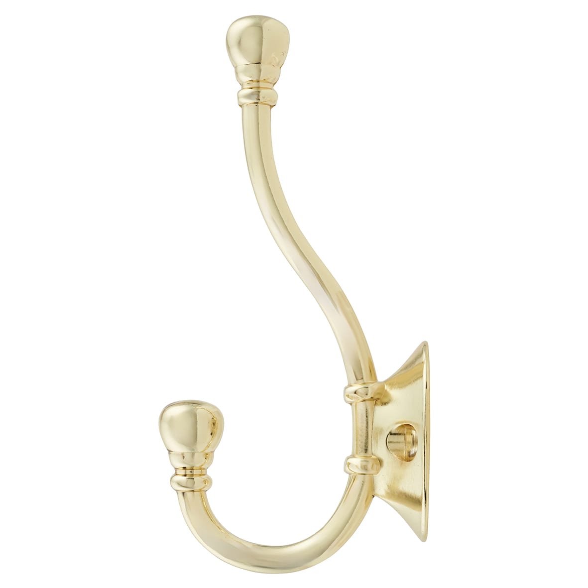 Diecast Ball End Single Hat & Coat Hook - 130 x 35mm - Polished Brass - view 2