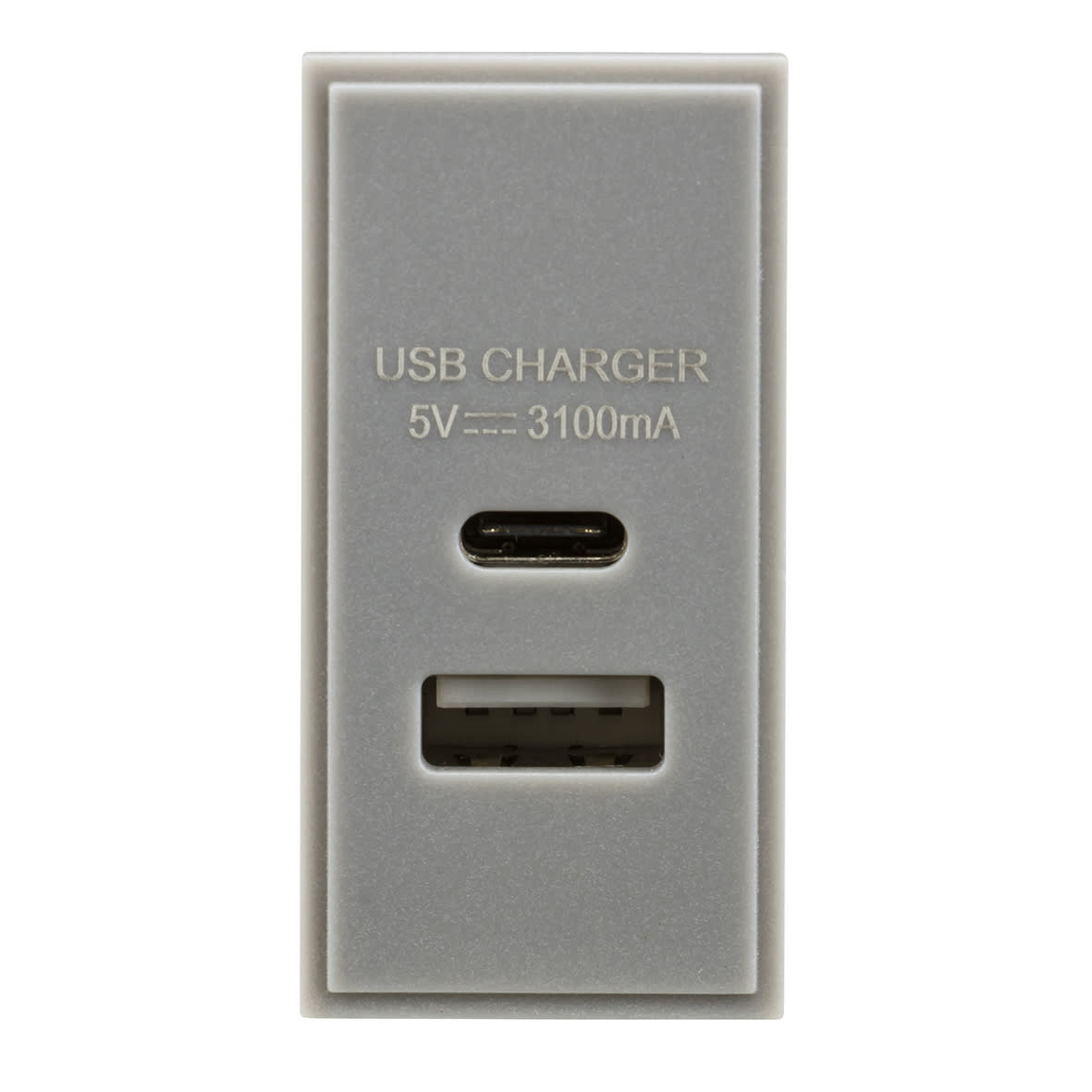 Type A/C USB Charger Euro Module - 3.1A - Grey - view 2