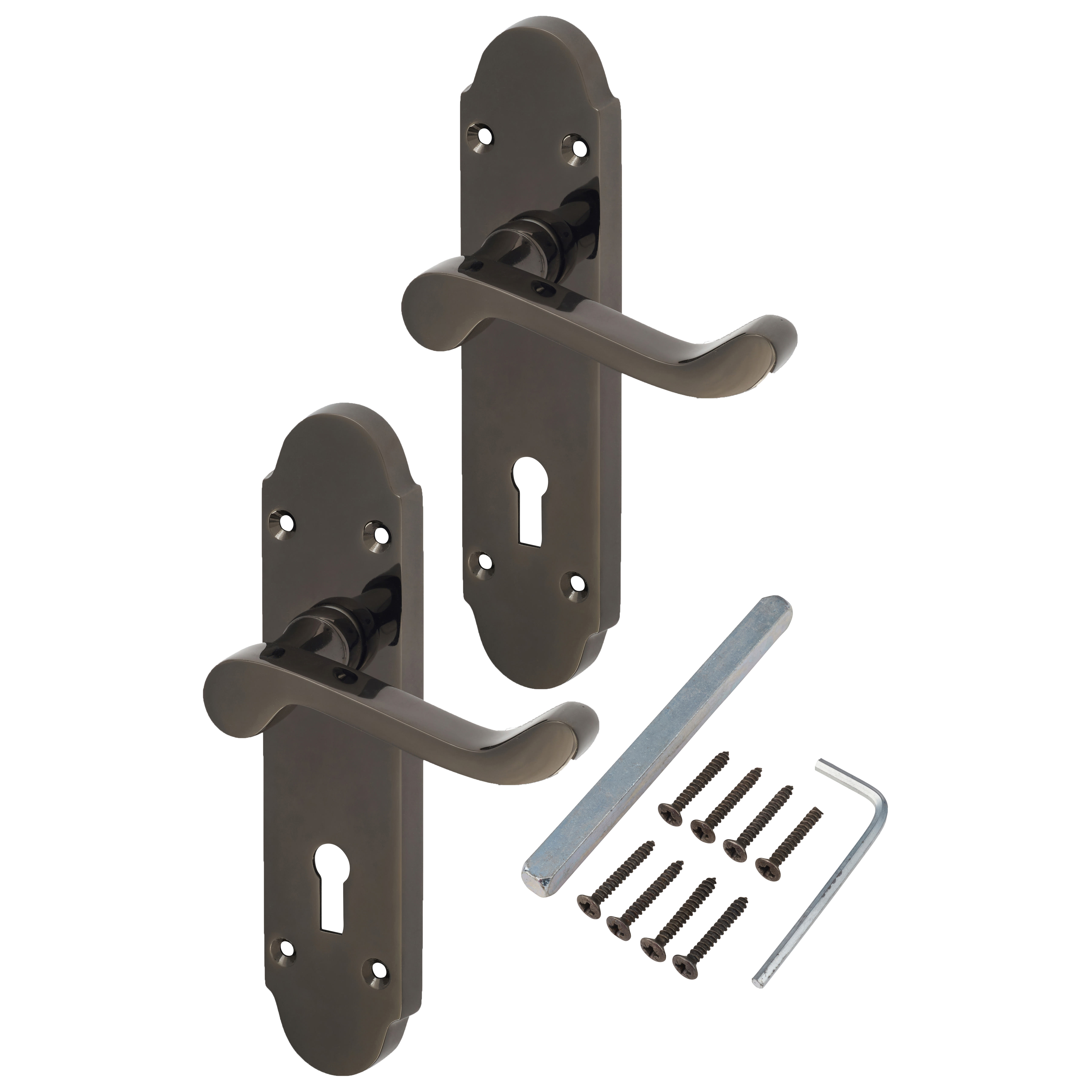 Black Nickel Victorian Summer Scroll Door Handles - 168 x 40mm - view 3