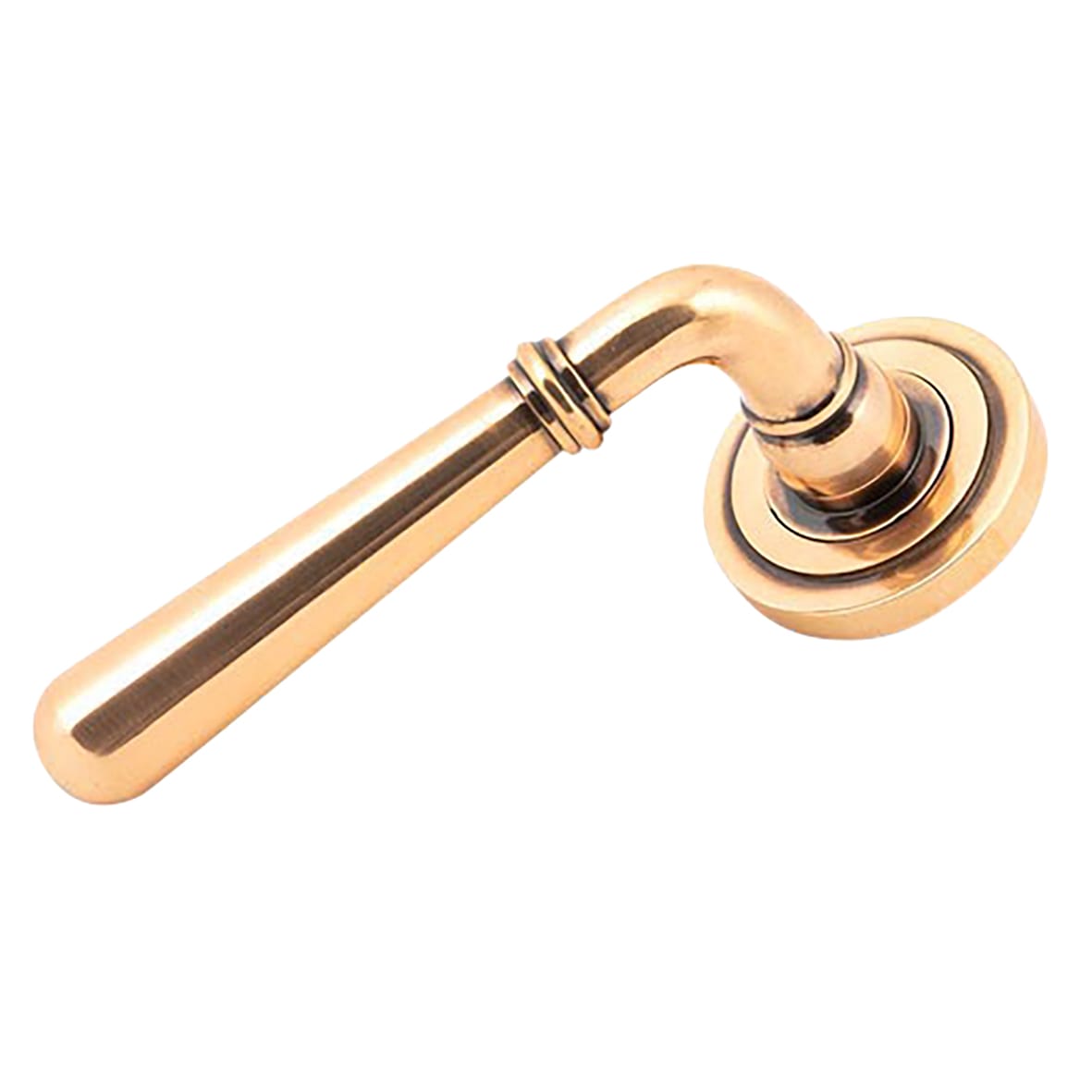 Polished Bronze Door Handles on Round Art Deco Rose - Newbury Range - view 2