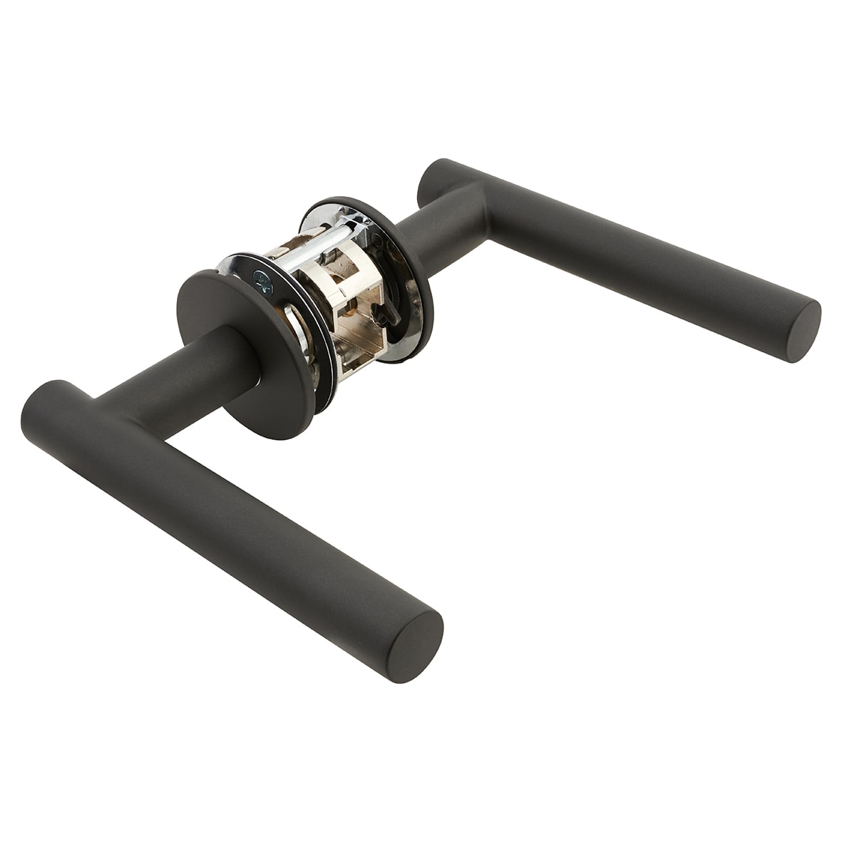 Graphite Grey Door Handles on Round Slim Rose - Schema Vinklad Range - view 4