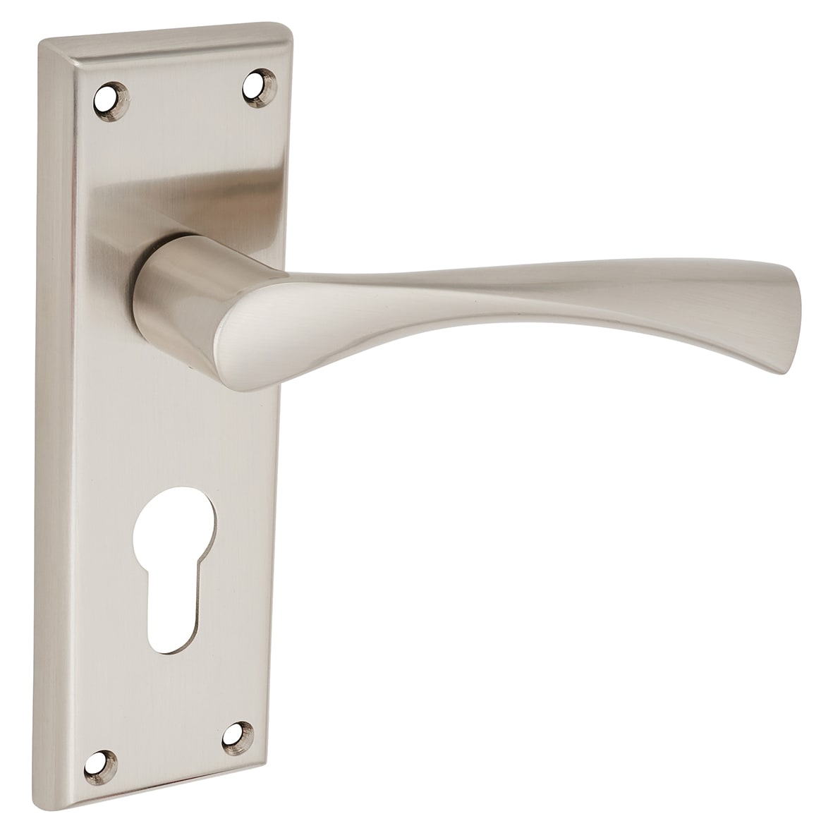 Brass Satin Nickel Euro Lock Door Handles - Venti Range - 150 x 50mm - view 2