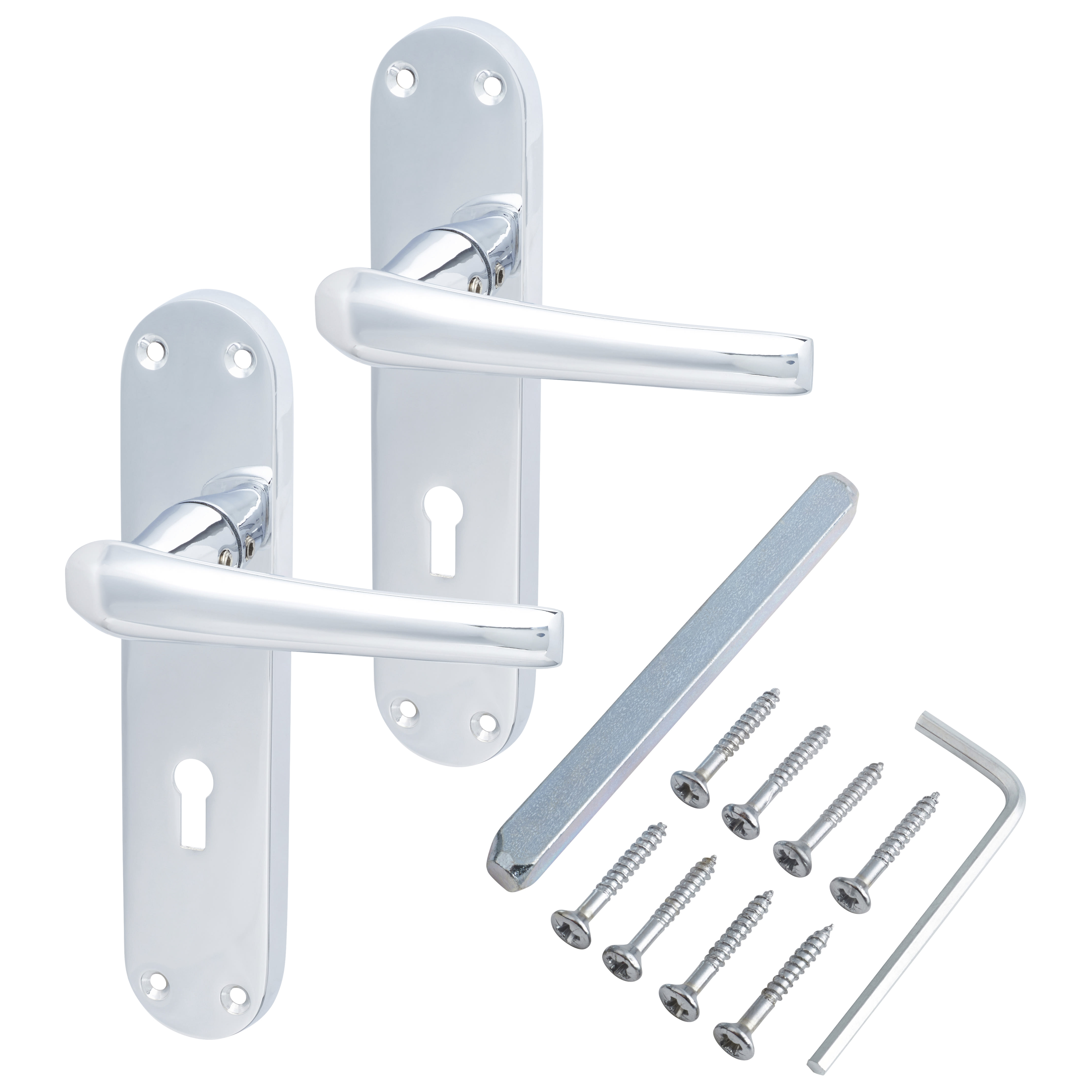 Polished Chrome Keyhole Lock Door Handles - Naples Range - 182 x 40mm - view 3
