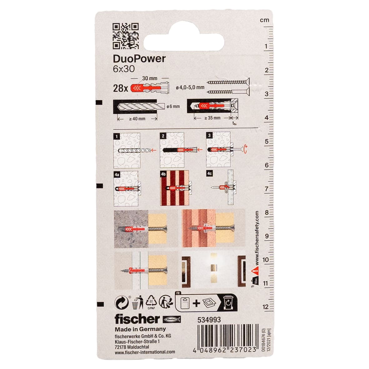 DuoPower Nylon Wall Plug - 6 x 30mm - Red & Grey - Pack of 28 - view 6