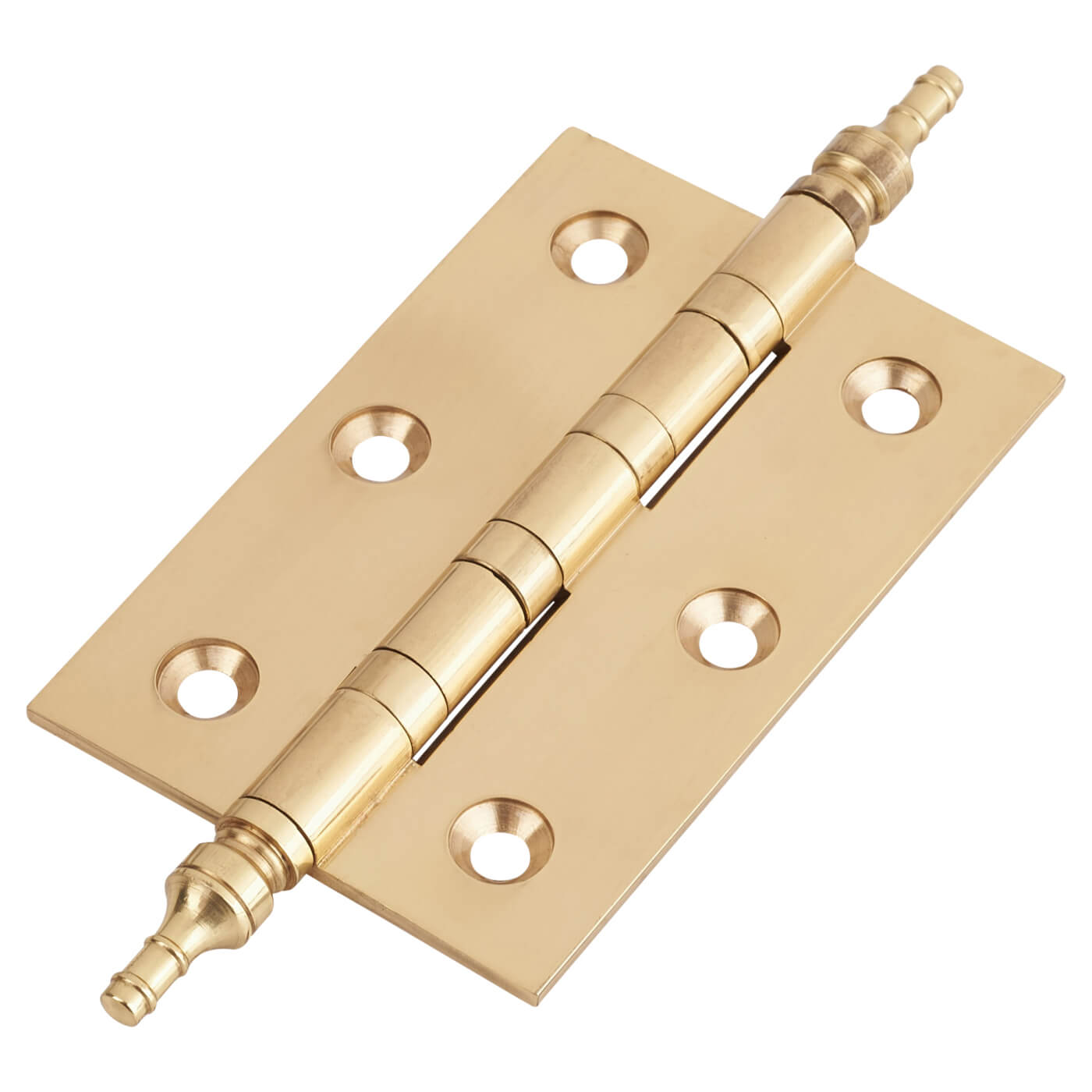 Finial Washered Butt Door Hinge - 75 x 50 x 2mm - Polished Brass - Pair - view 2