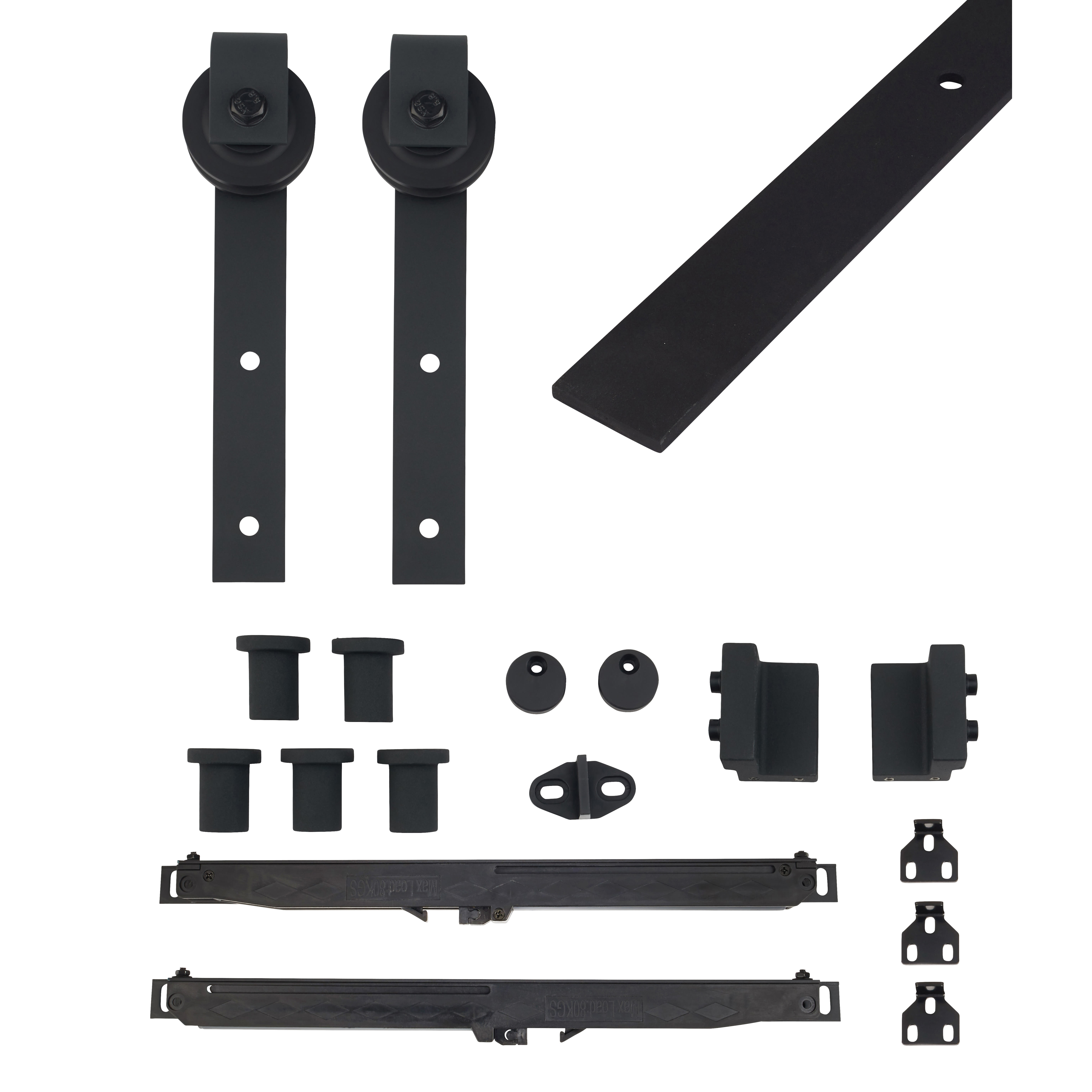 Barn Strap Soft Open/Close Sliding Door Gear - 2000mm Track - 60-80kg Max Door - Black - view 3