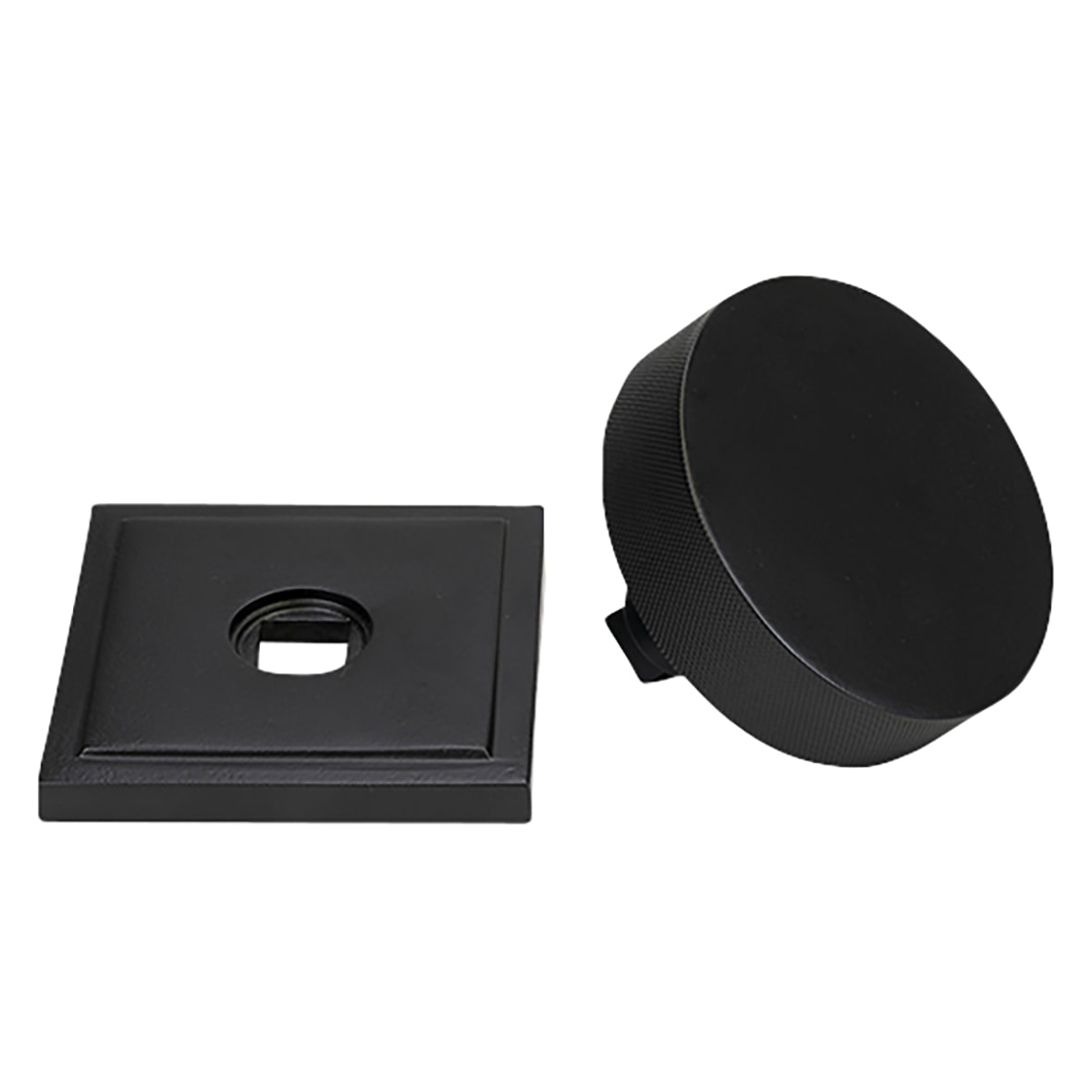 Brompton Matt Black Round Knurled Centre Door Knob on Square Rose - 90 x 90mm Rose - view 3