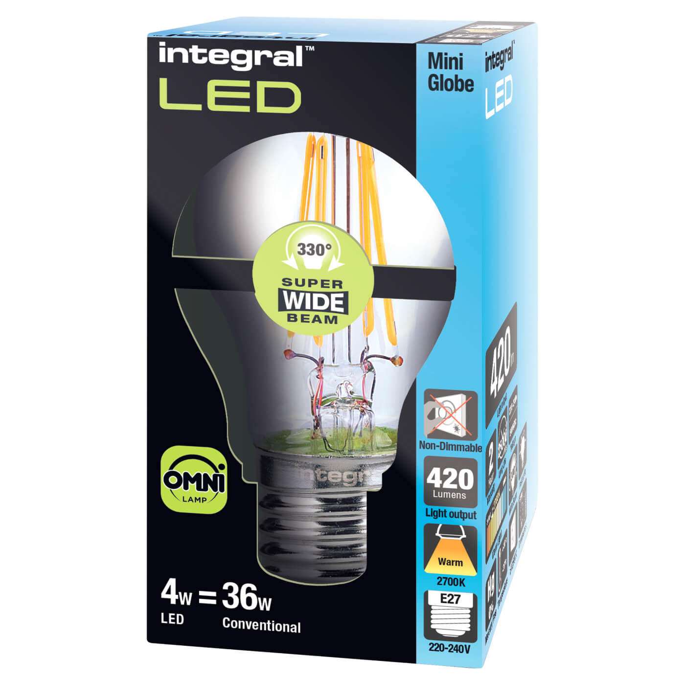 LED Omni 4W ES-E27 LED Filament Mini Globe Lamp - 2700K Warm White - view 3