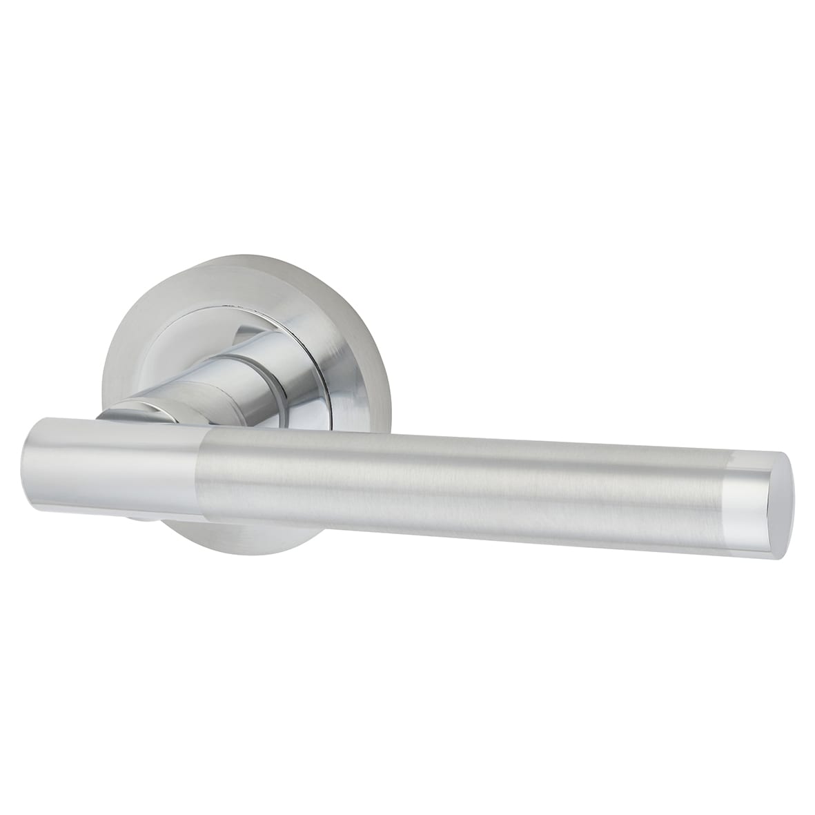 Polished/Satin Chrome Latch Door Handles on Rose Pack - Bella Range - view 3