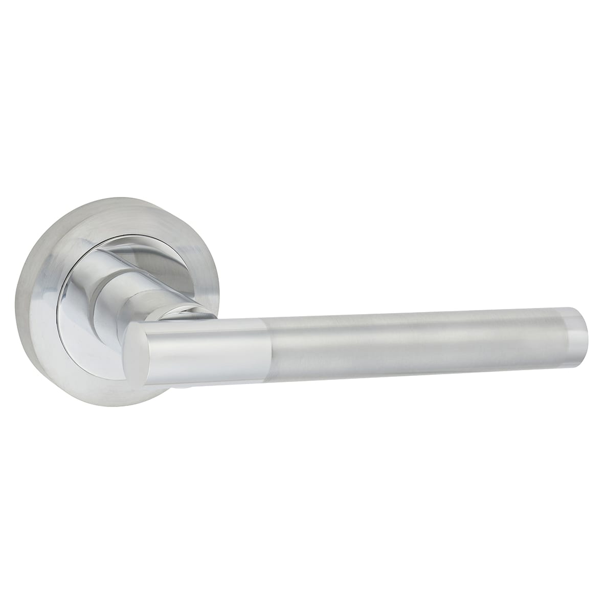 Polished/Satin Chrome Latch Door Handles on Rose Pack - Bella Range - view 6