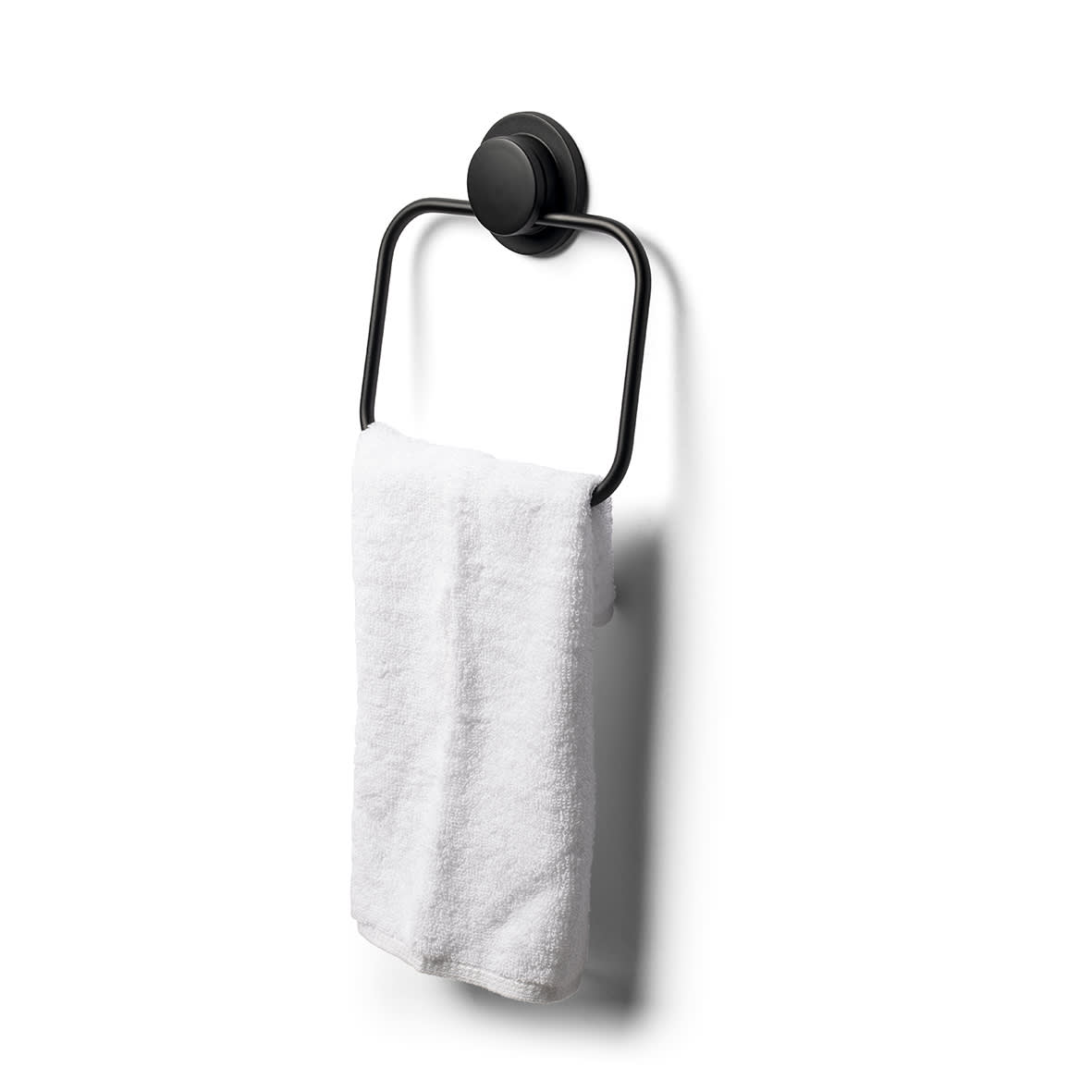 Stick 'N' Lock Towel Ring - 171 x 174 x 22mm - Matt Black - view 4