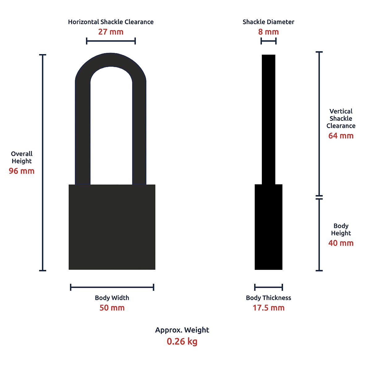 Watchman by Squire Long Shackle Padlock - 50mm Body - 52 x 28mm Shackle - Keyed to Differ - Brass - view 4