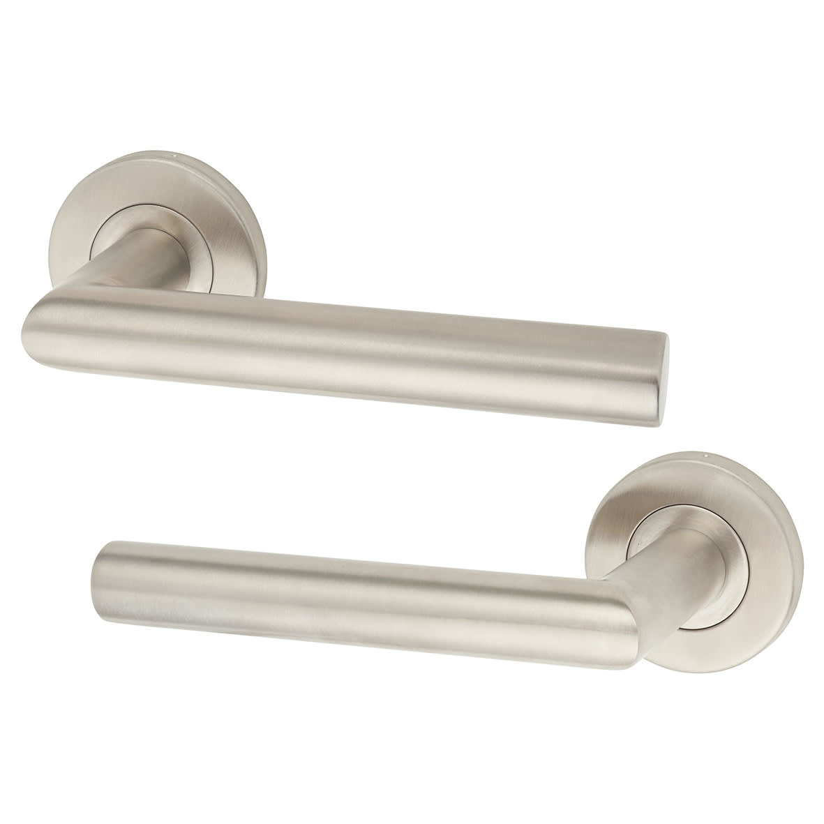 Satin Stainless Steel 19mm Mitre Door Handles on Round Rose - view 2