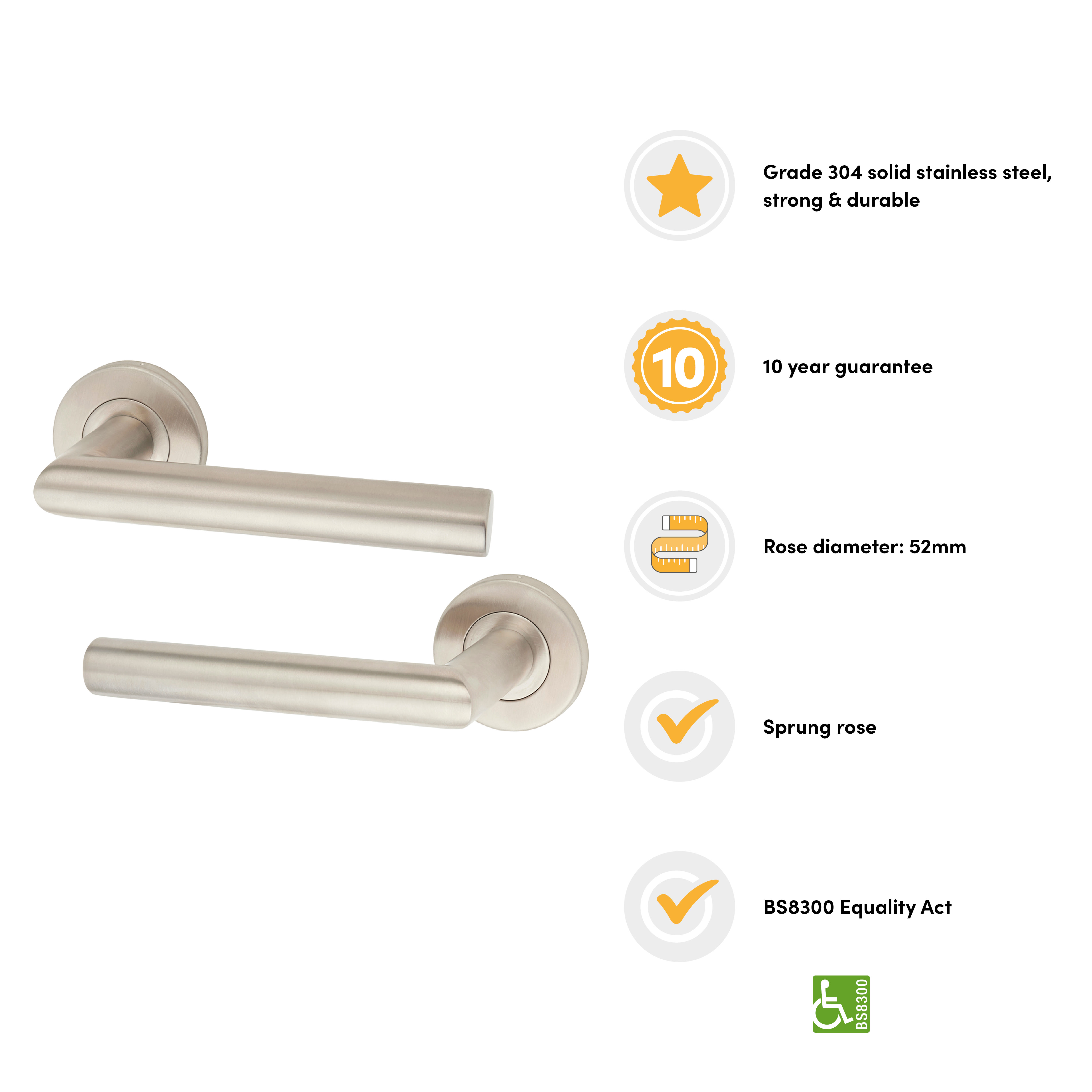 Satin Stainless Steel 19mm Mitre Door Handles on Round Rose - view 3