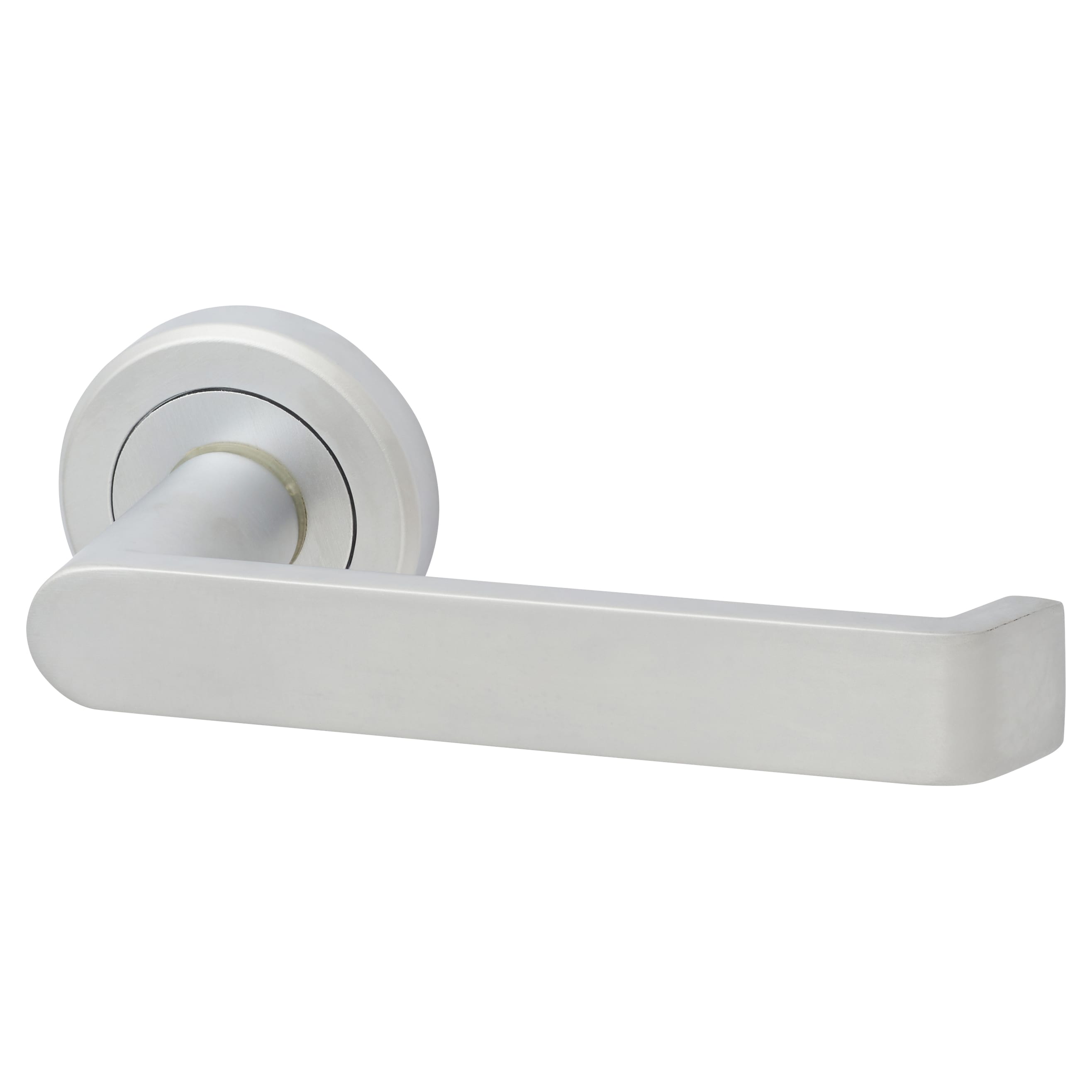 Brass Satin Chrome Door Handles on Round Rose - Concept Range - view 2