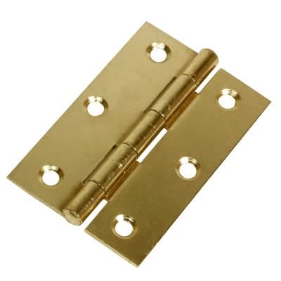 Steel Butt Door Hinge - 90 x 55mm - Polished Brass - Pair - view 2