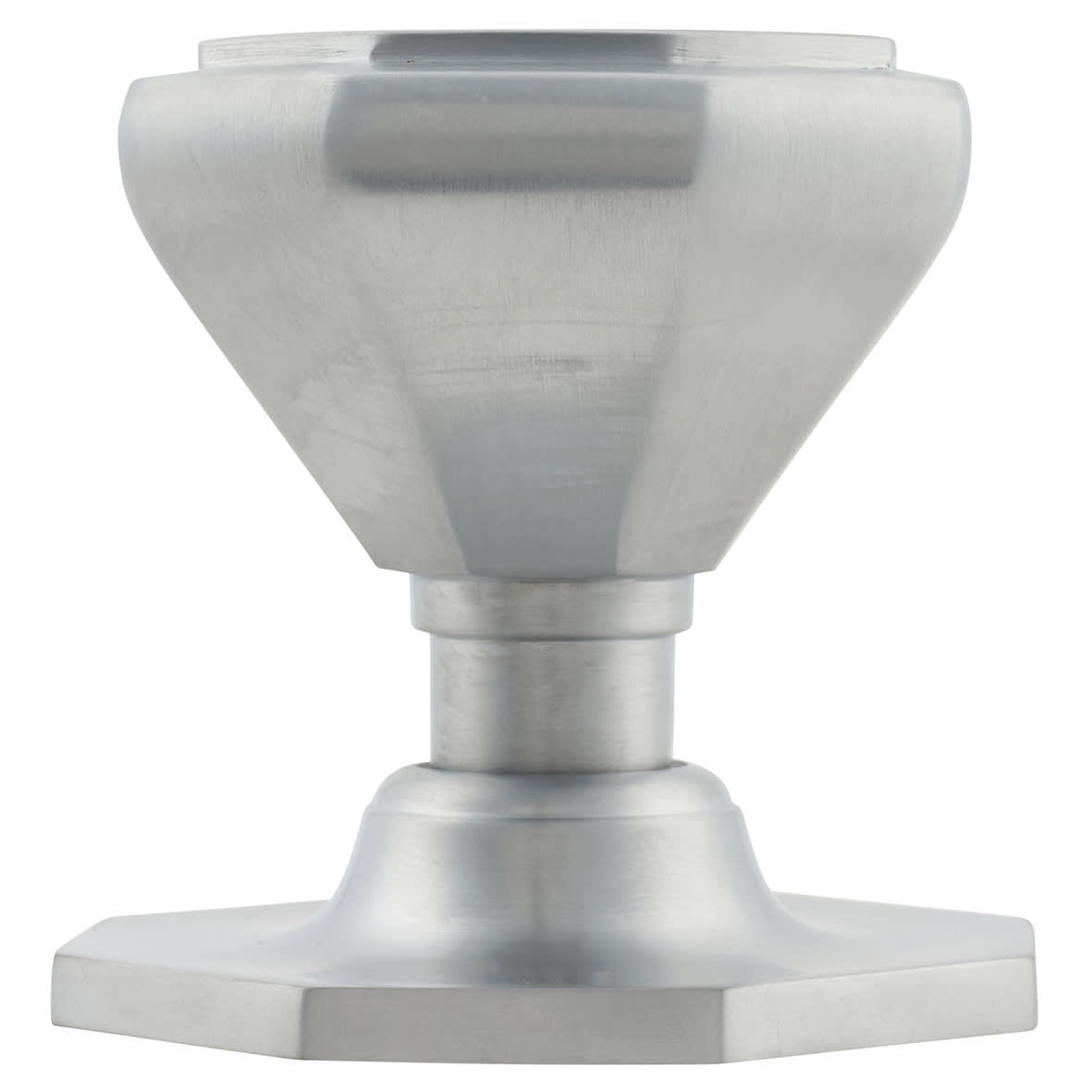 Satin Chrome Octagonal Centre Door Knob - 79mm Rose Diameter - view 2