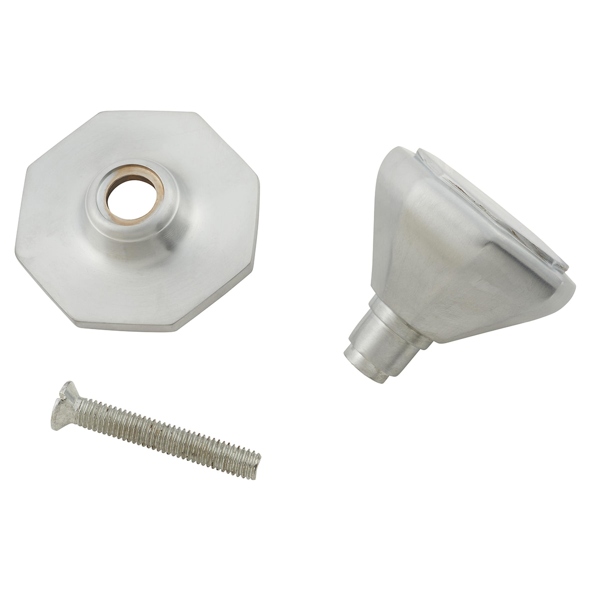 Satin Chrome Octagonal Centre Door Knob - 79mm Rose Diameter - view 3
