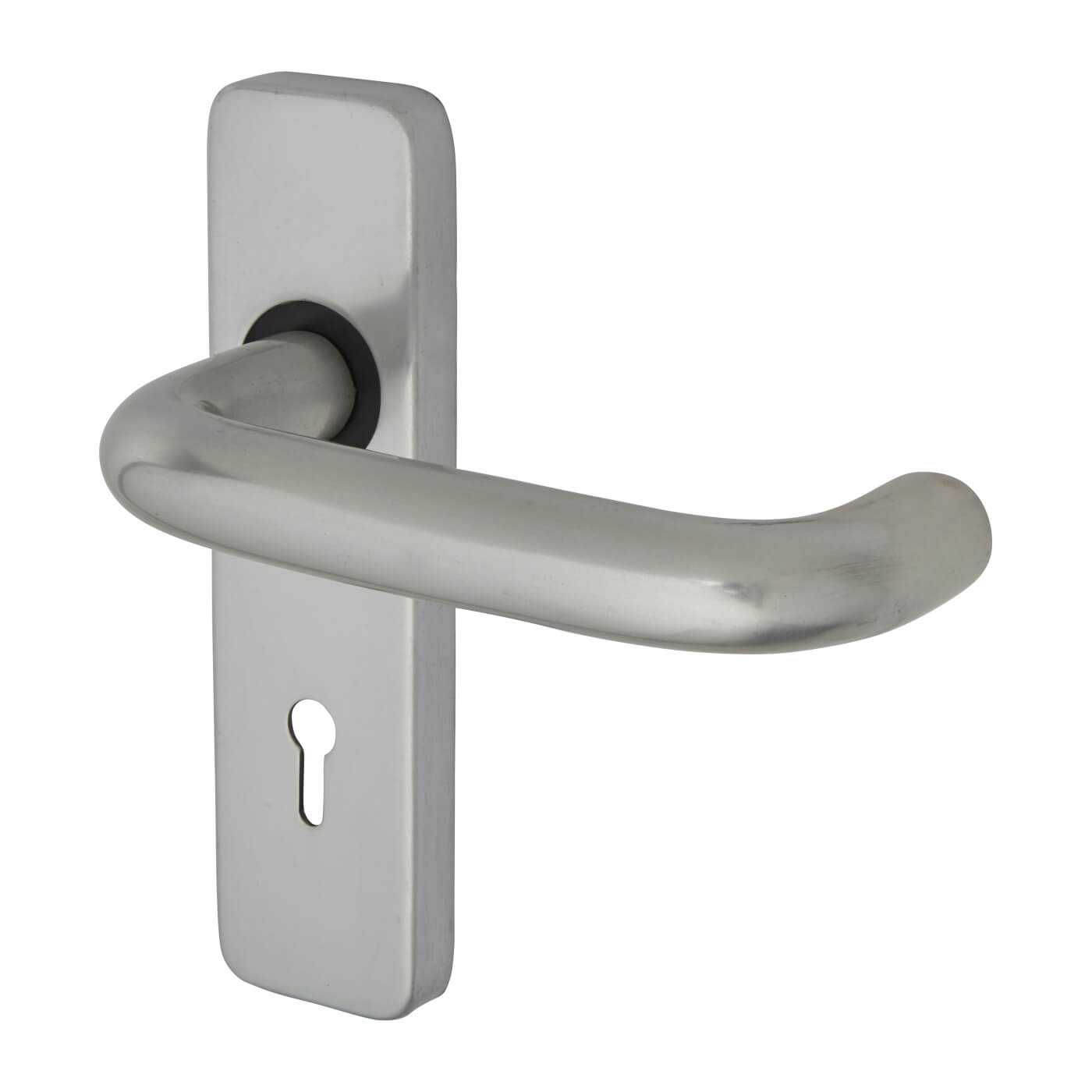 Satin Aluminium 19mm Return to Door Keyhole Lock Door Handles - Puma Range - 155 x 40mm - view 2