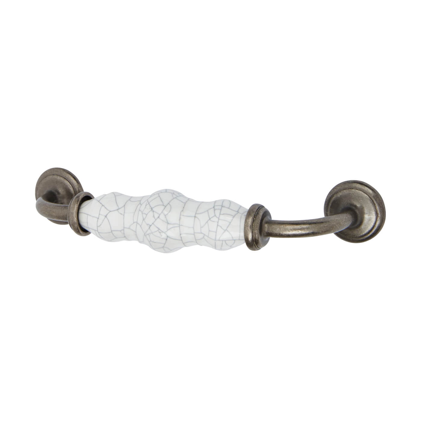 24mm Porcelain Crackle D-Bar Cabinet Pull Handle - 128mm Centres - Pewter Effect - view 2