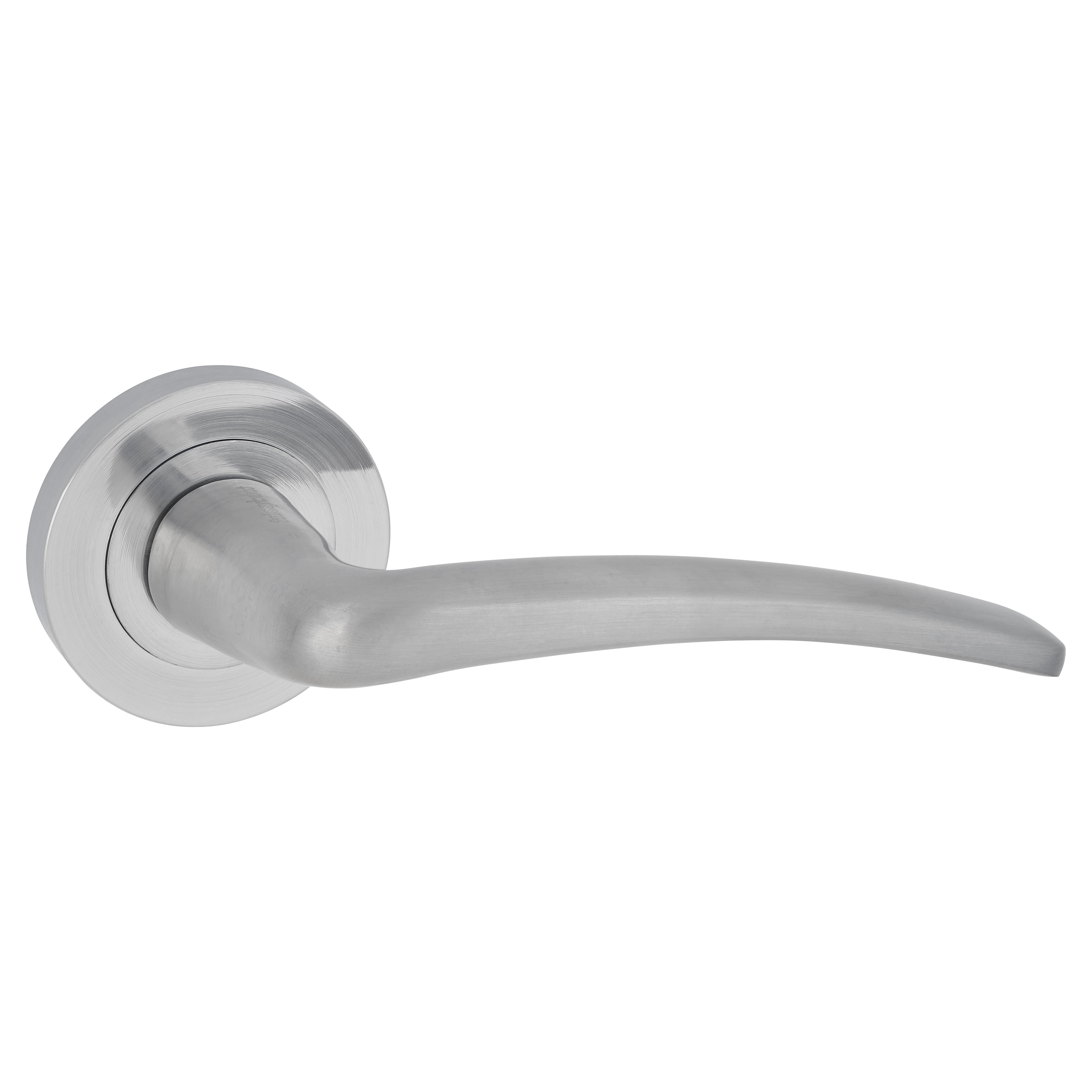 Satin Chrome Bathroom Lock Door Handles on Rose Pack - Eloise Range - view 3