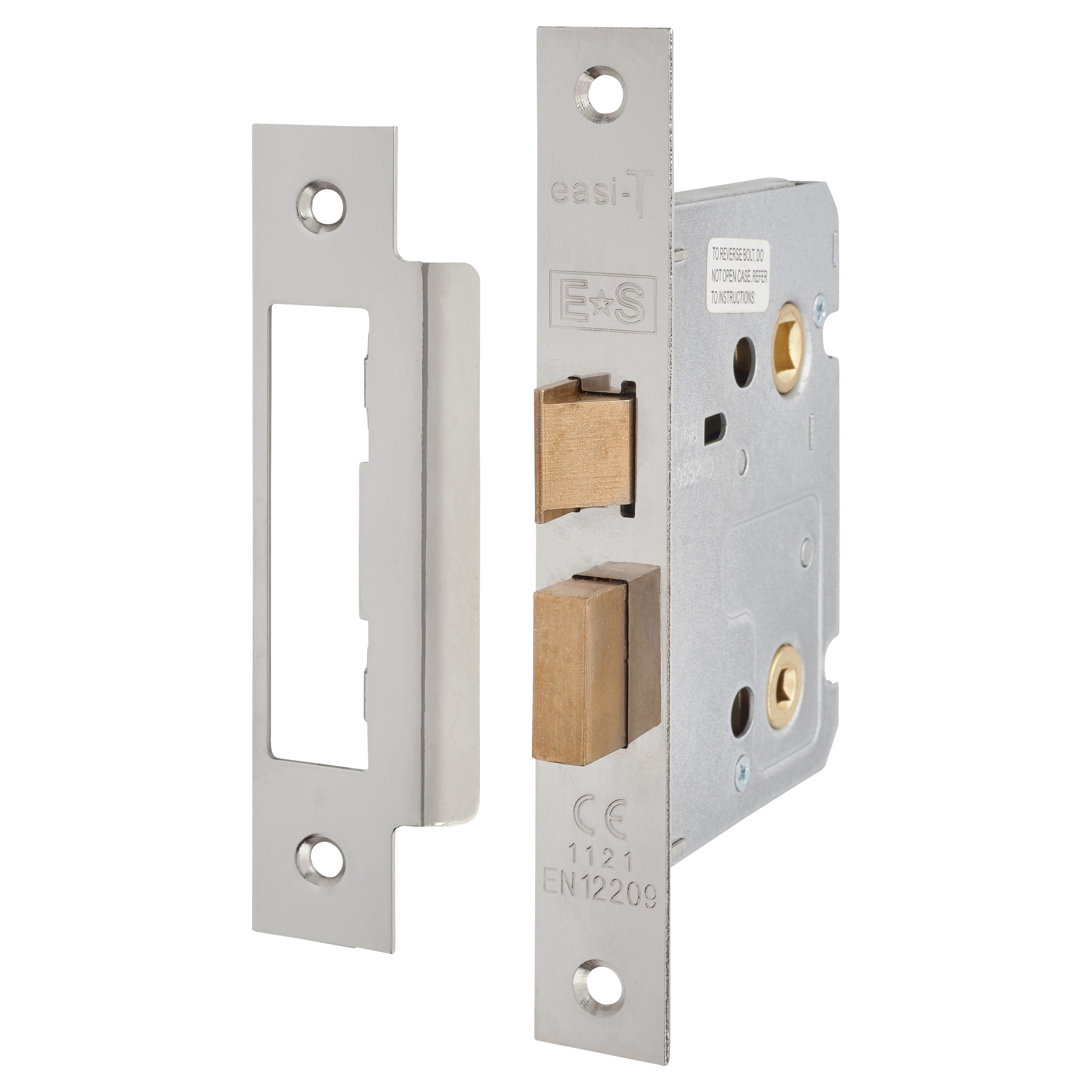 Satin Chrome Bathroom Lock Door Handles on Rose Pack - Eloise Range - view 4