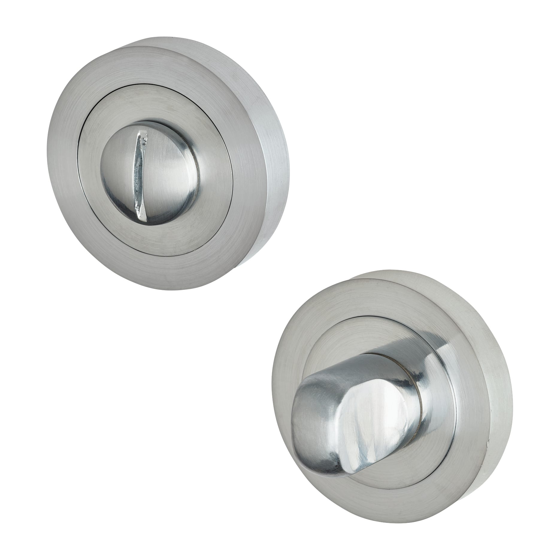 Satin Chrome Bathroom Lock Door Handles on Rose Pack - Eloise Range - view 5