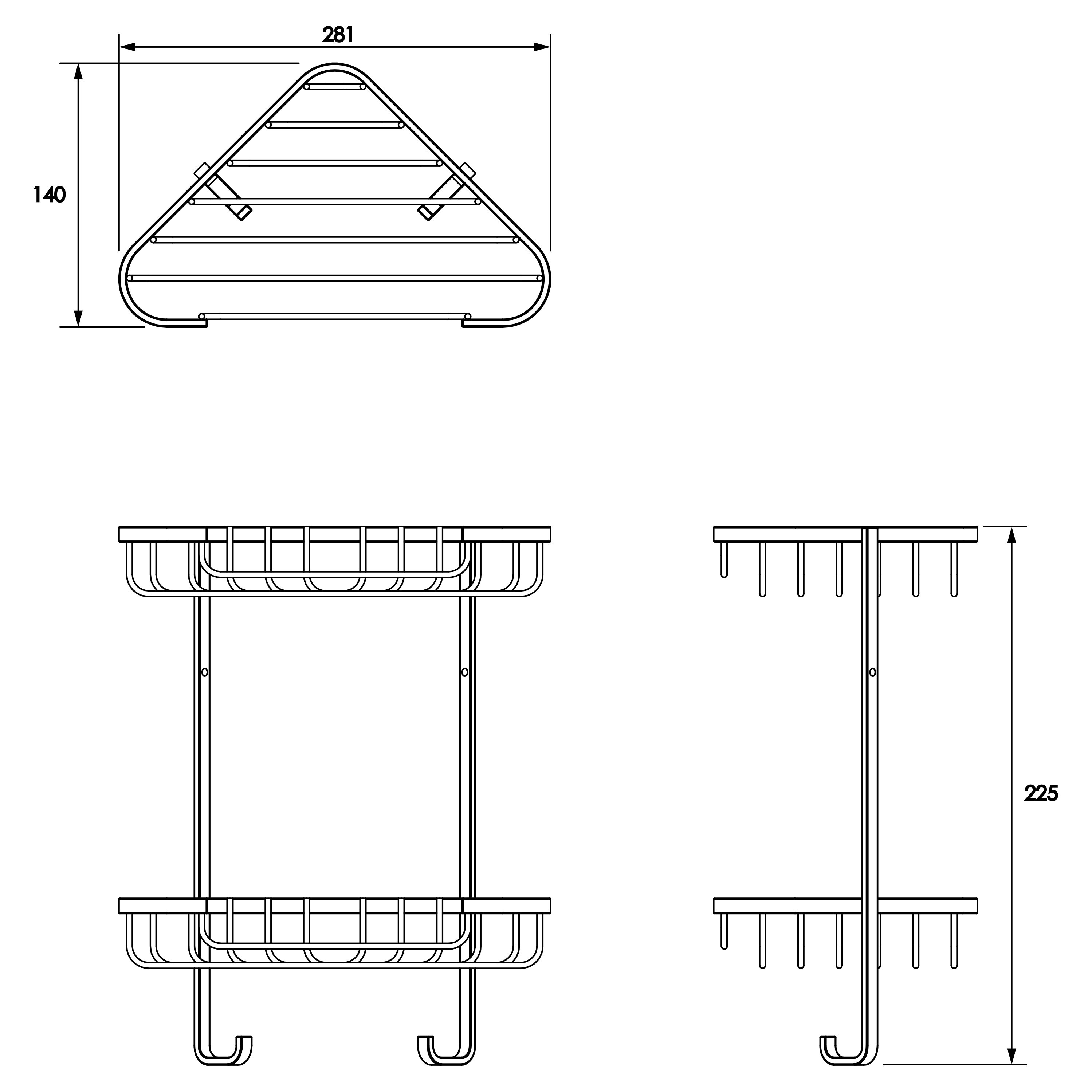 Wirework Small Corner Shower Basket - Two Tier - 285 x 230 x 135mm - Stainless Steel - view 7