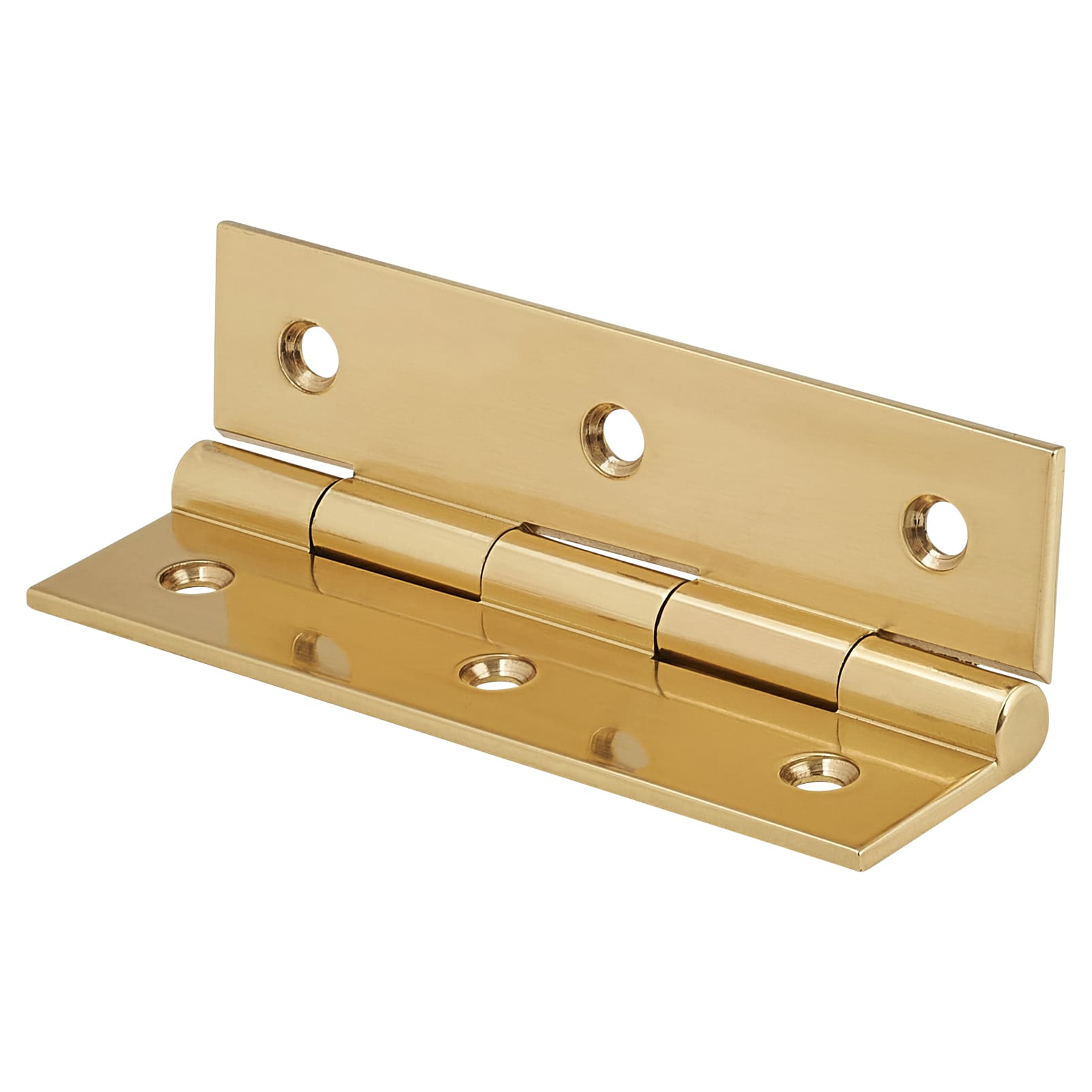 Solid Drawn Butt Cabinet Hinge - 75 x 40 x 2.0mm - Polished Brass - Pair - view 3