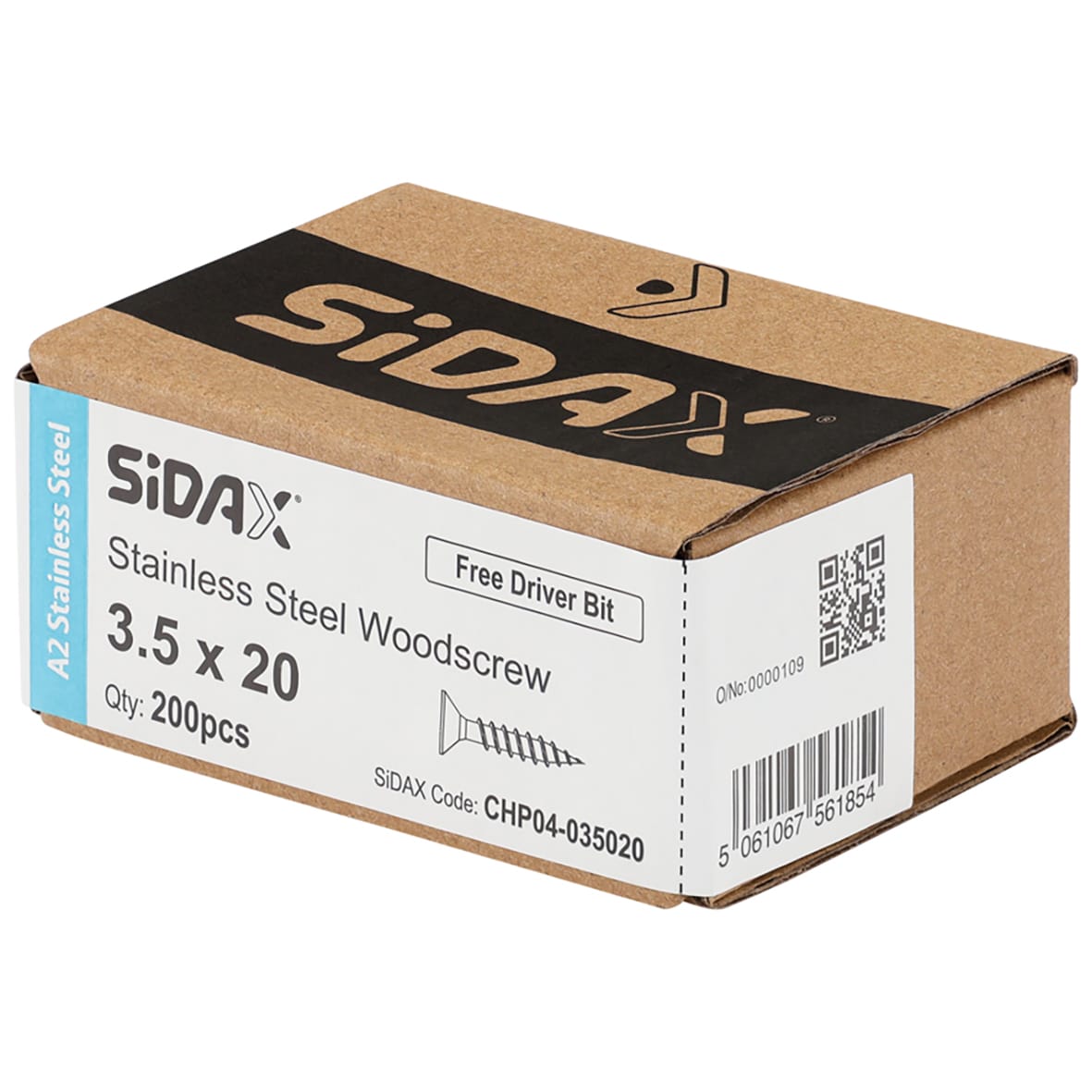 Pozi Countersunk Wood Screws - 3.5 x 20mm - A2 Stainless Steel - Pack of 200 - view 2