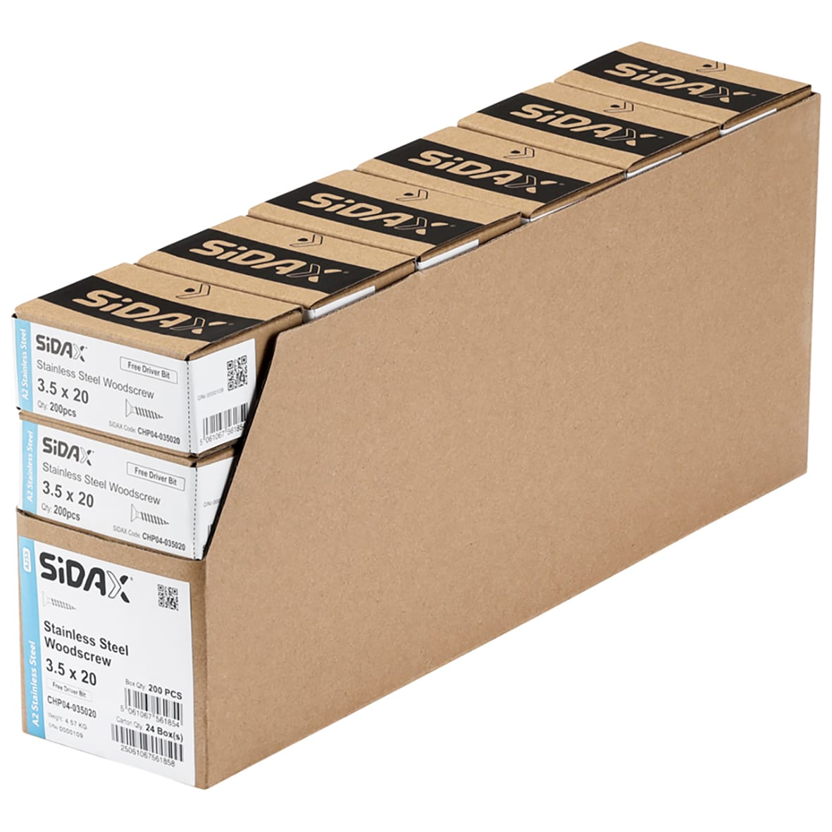 Pozi Countersunk Wood Screws - 3.5 x 20mm - A2 Stainless Steel - Pack of 200 - view 3