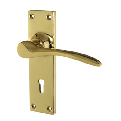 Polished Brass Keyhole Lock Door Handles - Buckingham Range - 152 x 41mm - view 2