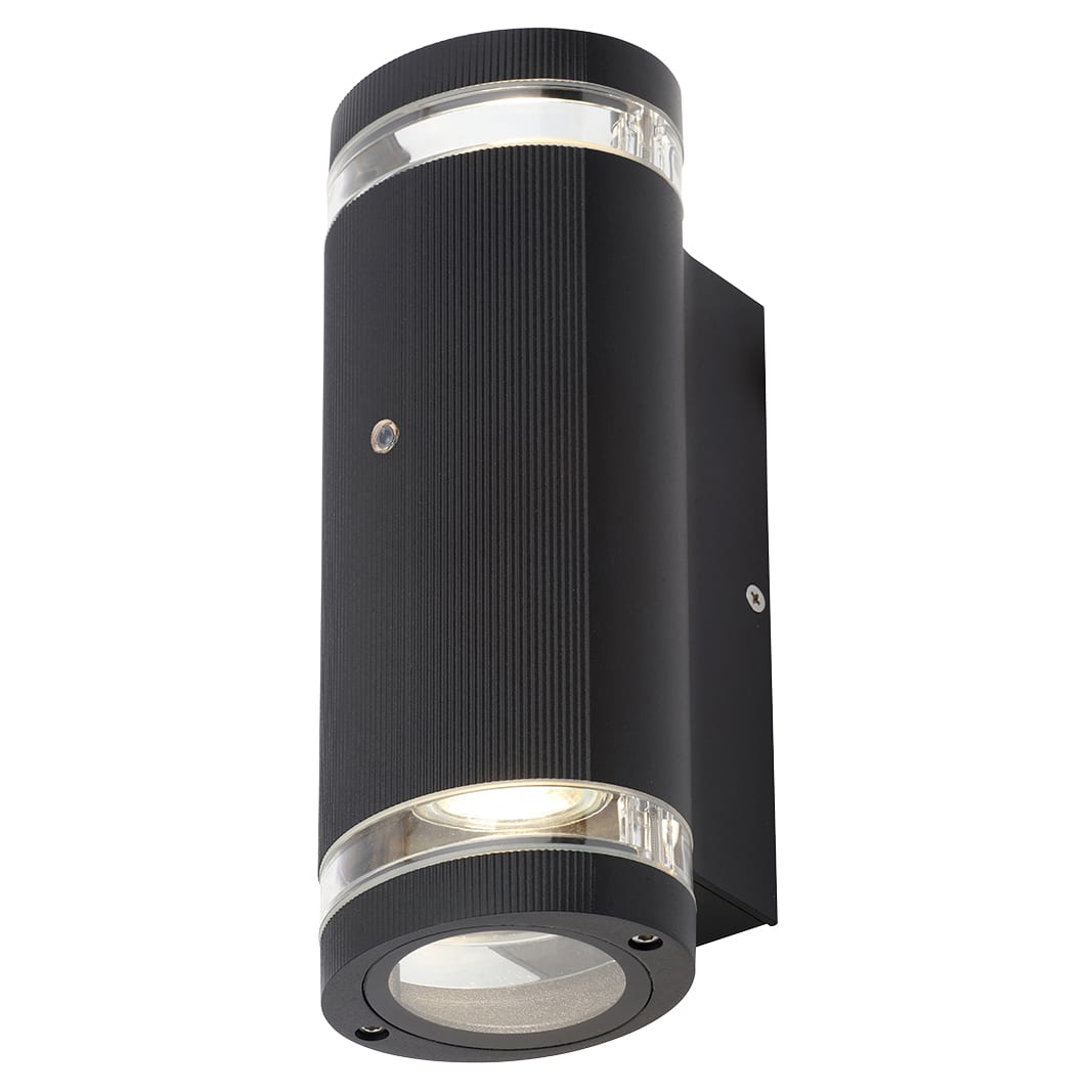 Forum Zink Helix Outdoor Up & Down Wall Light with Photocell - Black - view 2