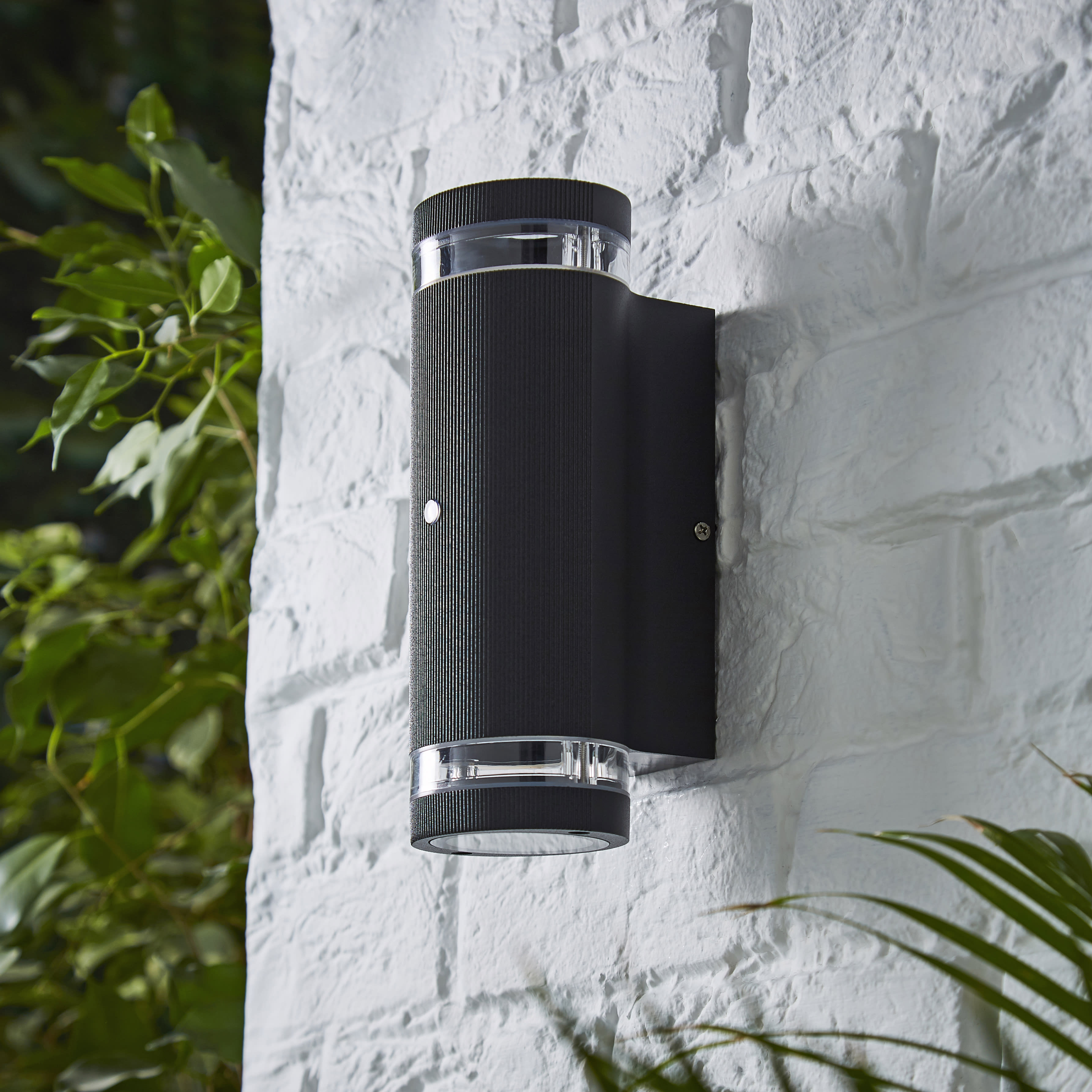 Forum Zink Helix Outdoor Up & Down Wall Light with Photocell - Black - view 3