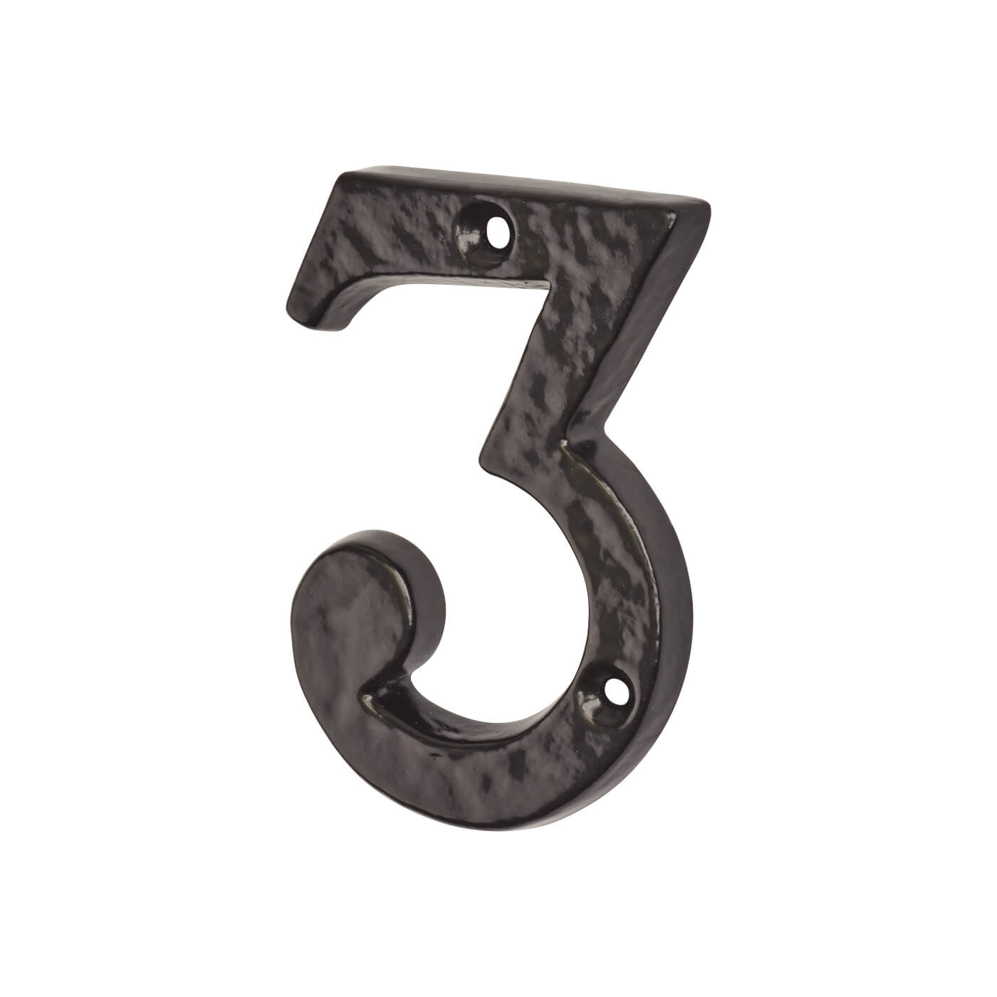 76mm Screw Fix Door Numeral - 3 - Metalized Antique Black Iron - view 2